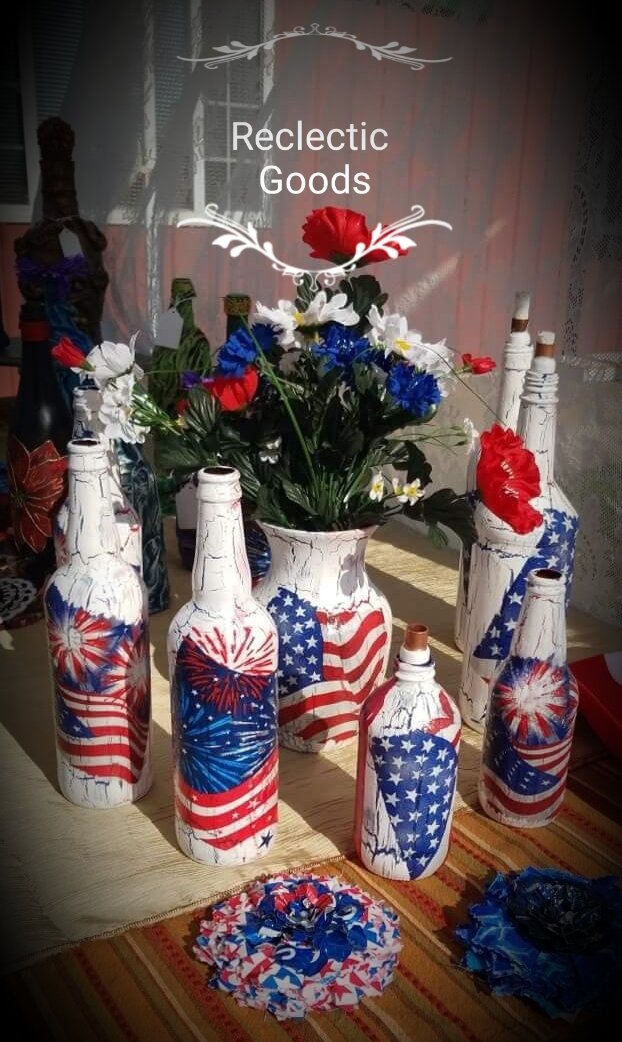 Patriots Collection- Decoupage and crackle finish with hand-painted accents (vase SOLD)