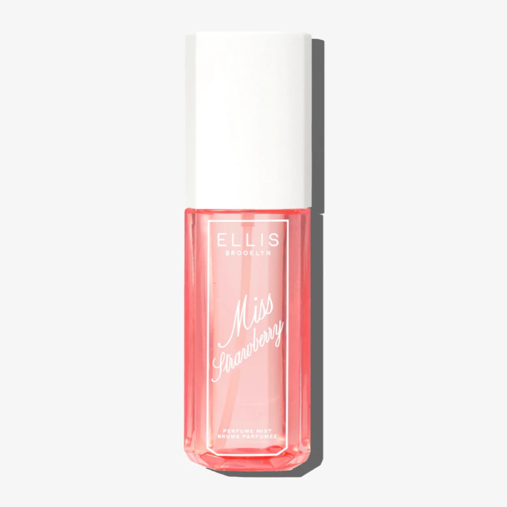 A bottle of Ellis Brooklyn Miss Strawberry Perfume Mist.