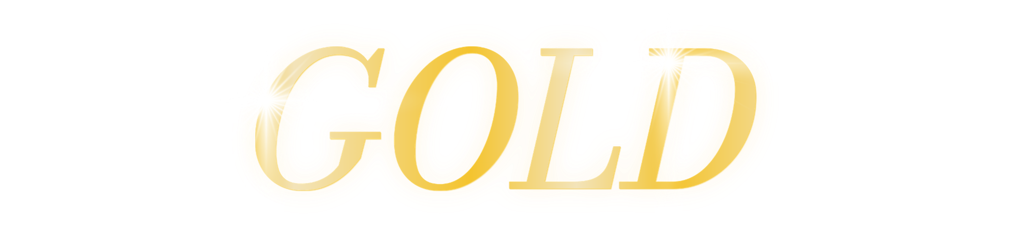 A shiny, gold, 3D text that reads 'GOLD' with sparkles and light effects.