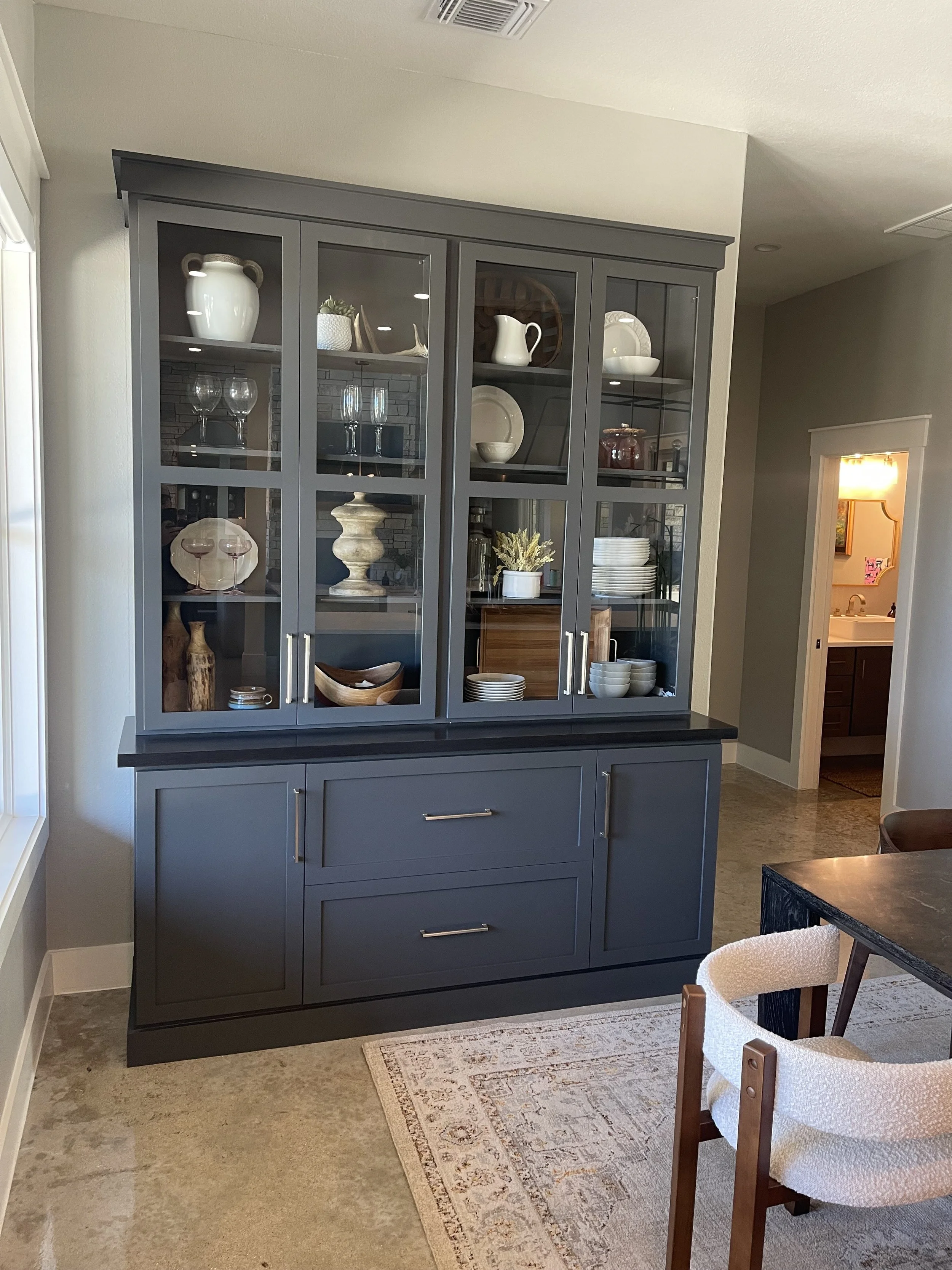 Custom Built-In Cabinetry with Glass Storage