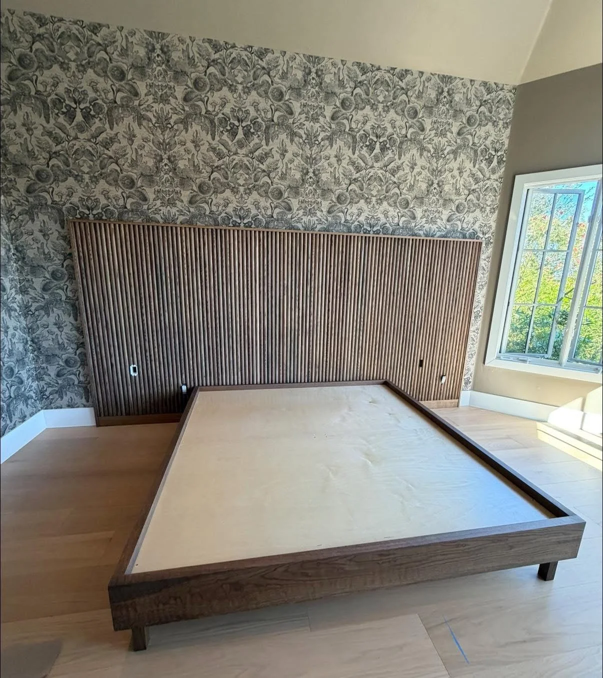 Custom Platform Bed with Reeded Headboard