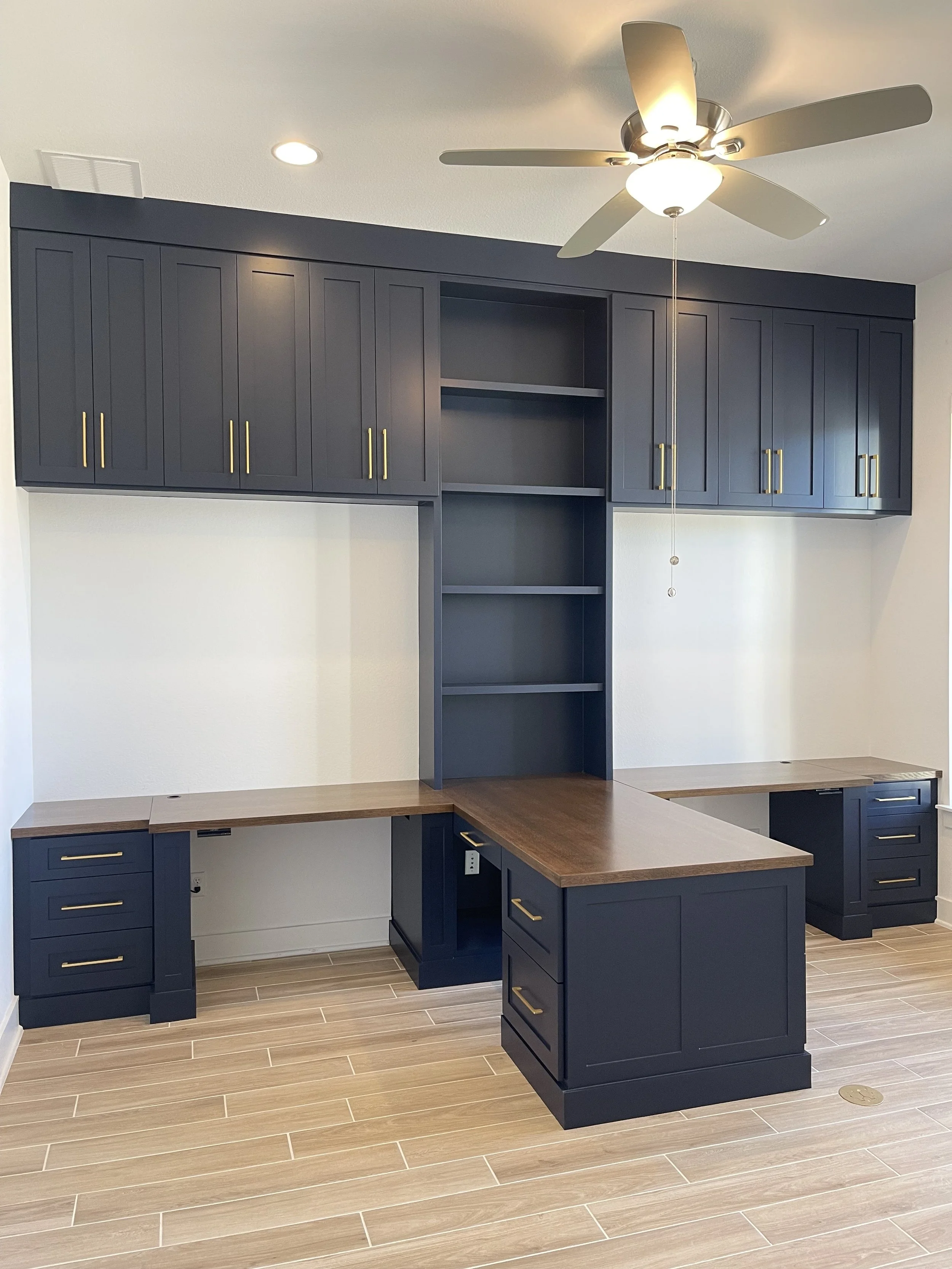 Dual Custom Office Built-In with Sit/Stand Desks