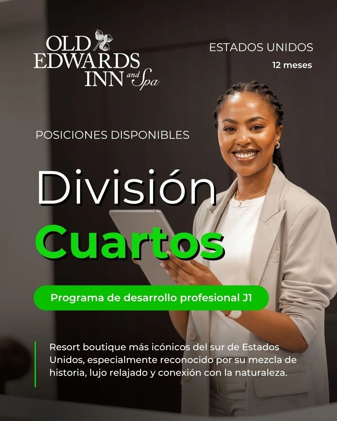 ✨🏨 Vive una experiencia &uacute;nica en hospitalidad de lujo en Estados Unidos 🇺🇸
Descubre la oportunidad de formar parte de Old Edwards Inn &amp; Spa, un resort boutique reconocido por su excelencia, estilo europeo y enfoque en bienestar en medio