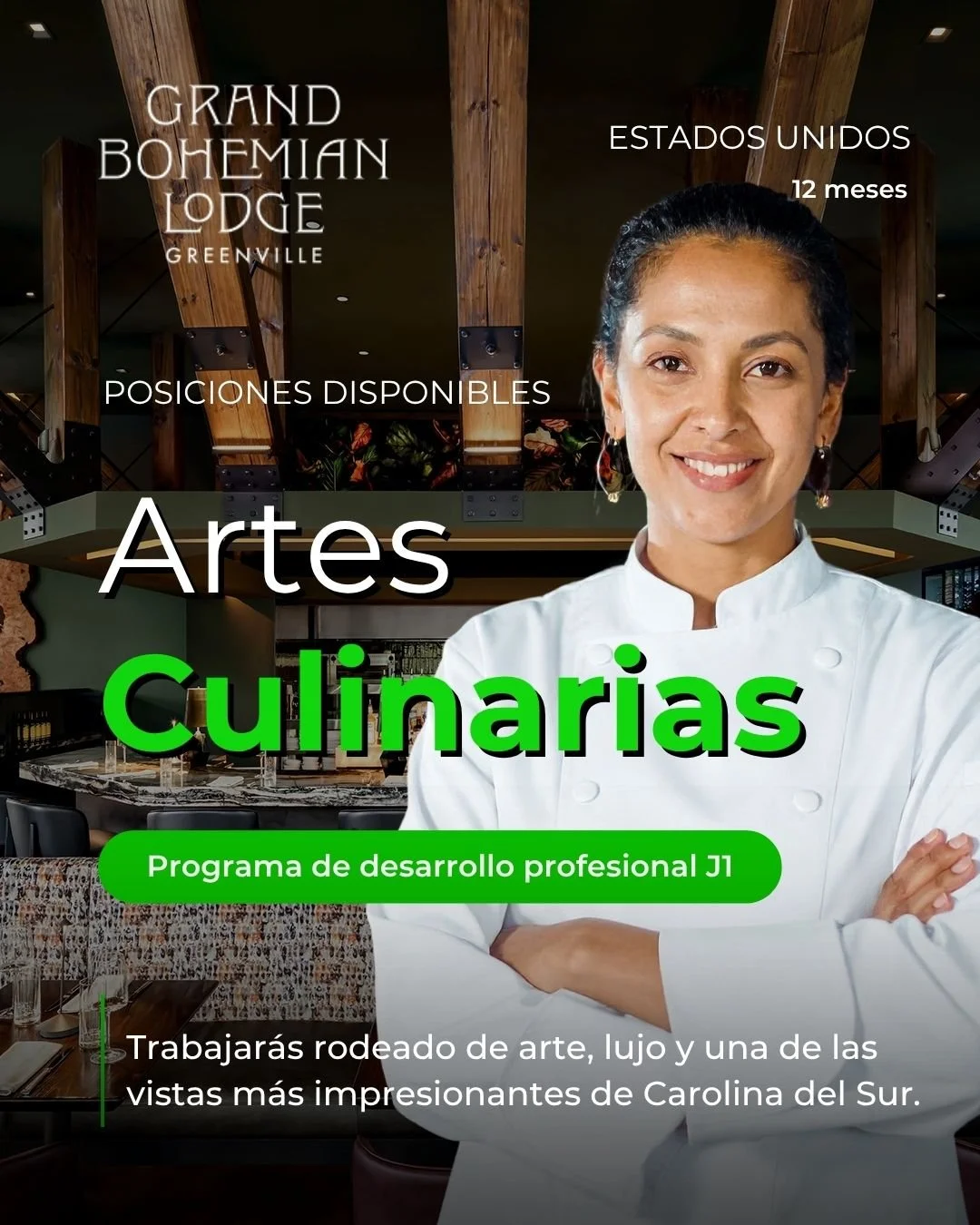 💵✈️ &iquest;Te imaginas ganar experiencia internacional mientras generas ingresos competitivos en Estados Unidos?

🌟 Programa J-1 
📍 Grand Bohemian Lodge Greenville
🇺🇸 Estados Unidos

✅ Ingresos mensuales desde USD $3,000
✅ Pago de horas extras 