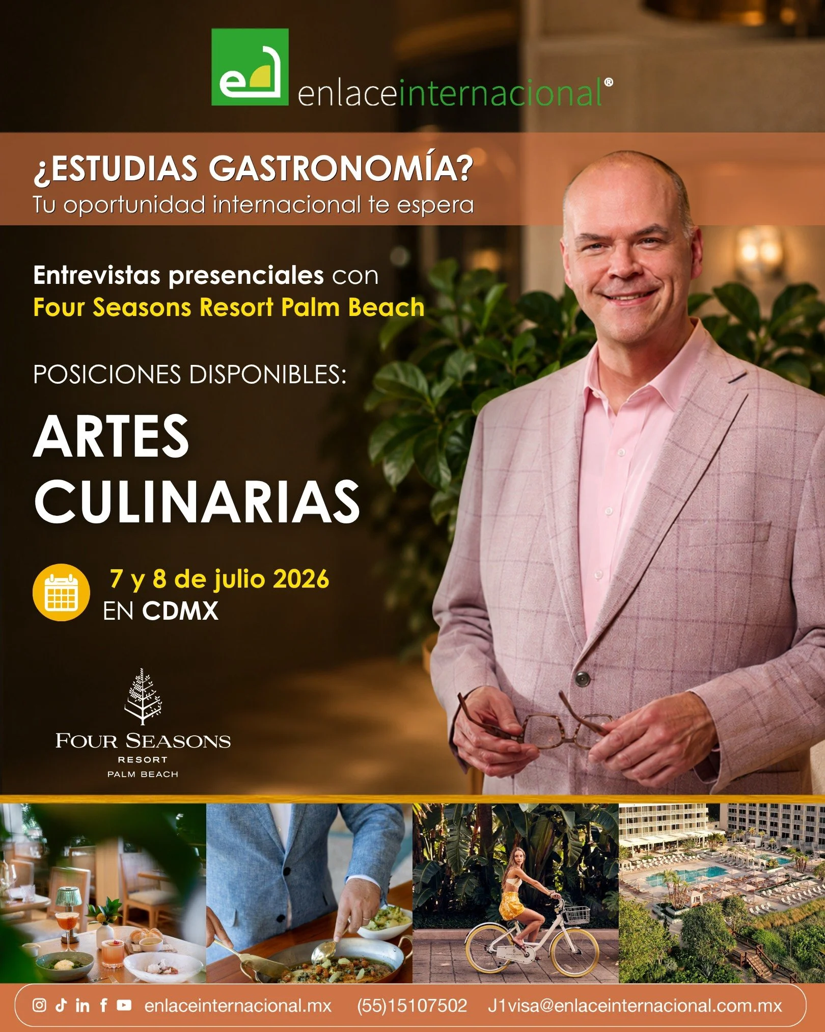 ✨ TU TALENTO EN LA COCINA PUEDE LLEVARTE A EE. UU. 🇺🇸👨&zwj;🍳
🍽️ Estudiantes y reci&eacute;n egresados de Gastronom&iacute;a con ingl&eacute;s intermedio-avanzado.

🔥 Entrevista con Four Seasons Resort Palm Beach

✅ USD $3,200 al mes
✅ Horas ext