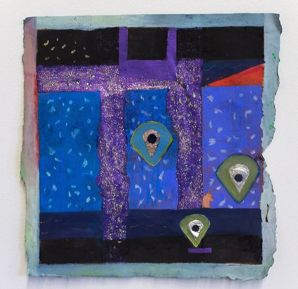 The Viewing Room, pastel and nail polish on paper, 8 x 8 in., 2020