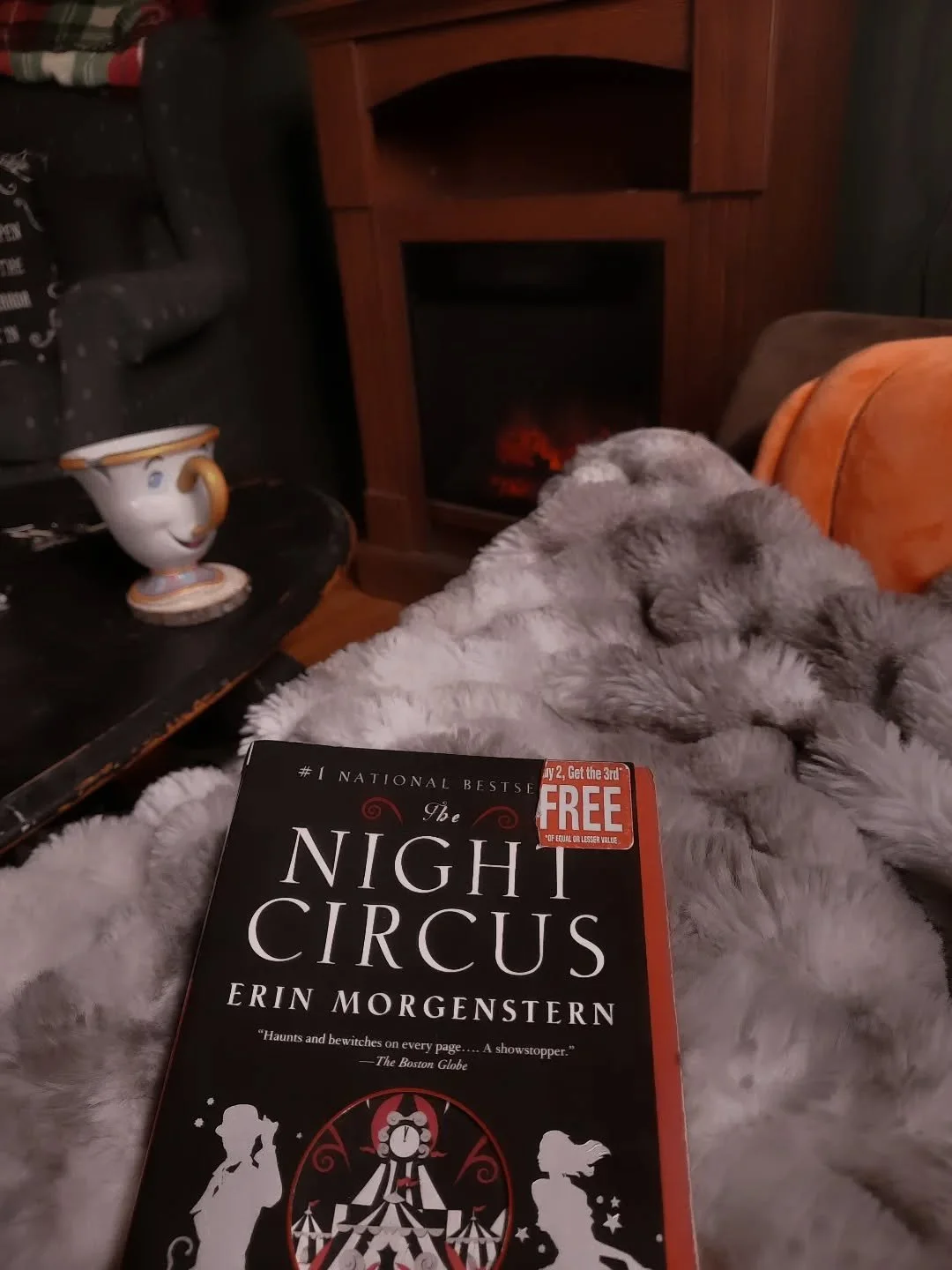 Today is the first genuinely cool day of the year here in The Hollow (and maybe even the start of fall weather) so I'm snuggling in with Chip, Salem, and Wednesday to read my favorite book to read in the fall 🩷🎪🍁

For me, the vibe has to be very s