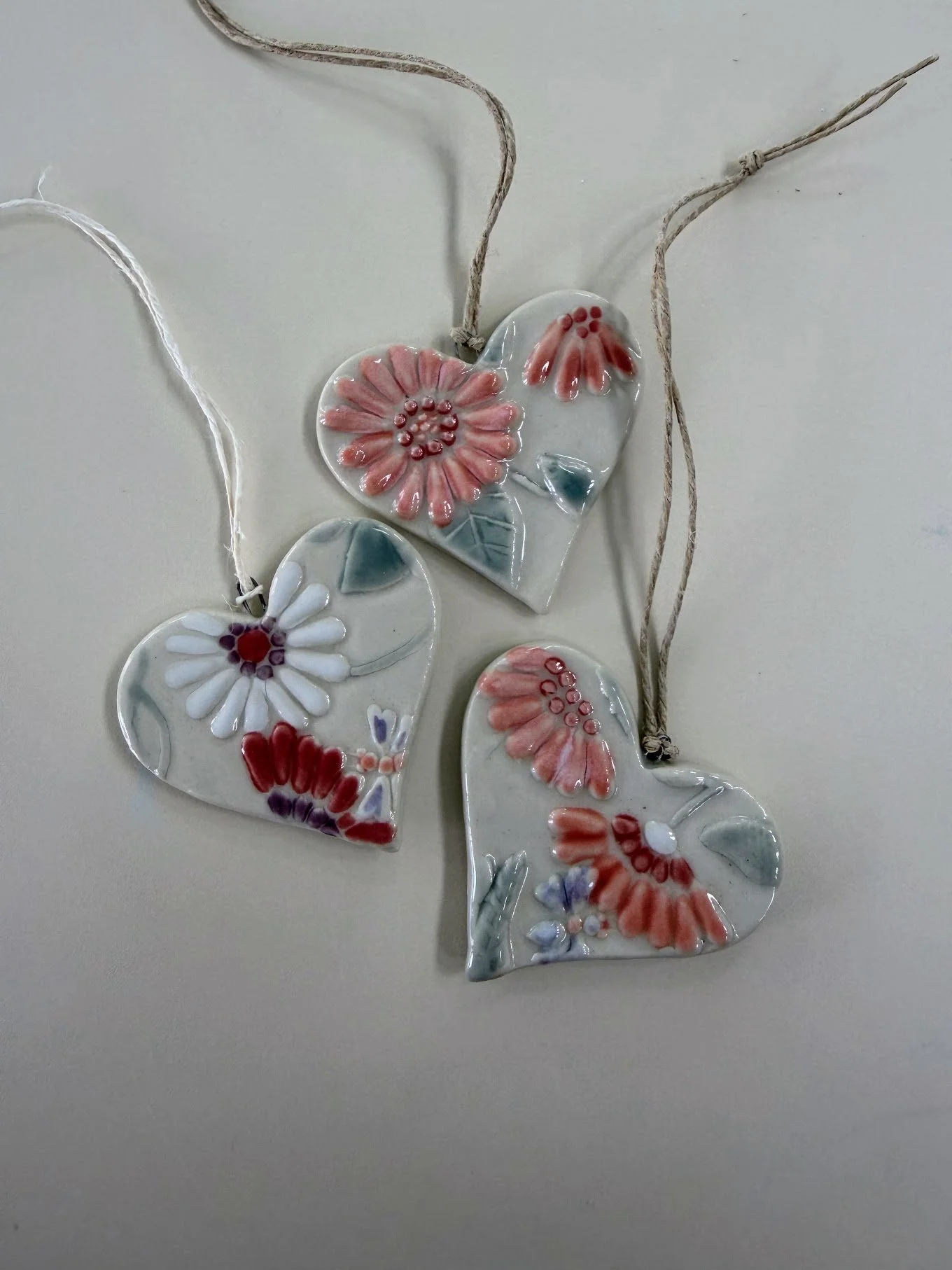 Floral Ceramic Heart Decorations