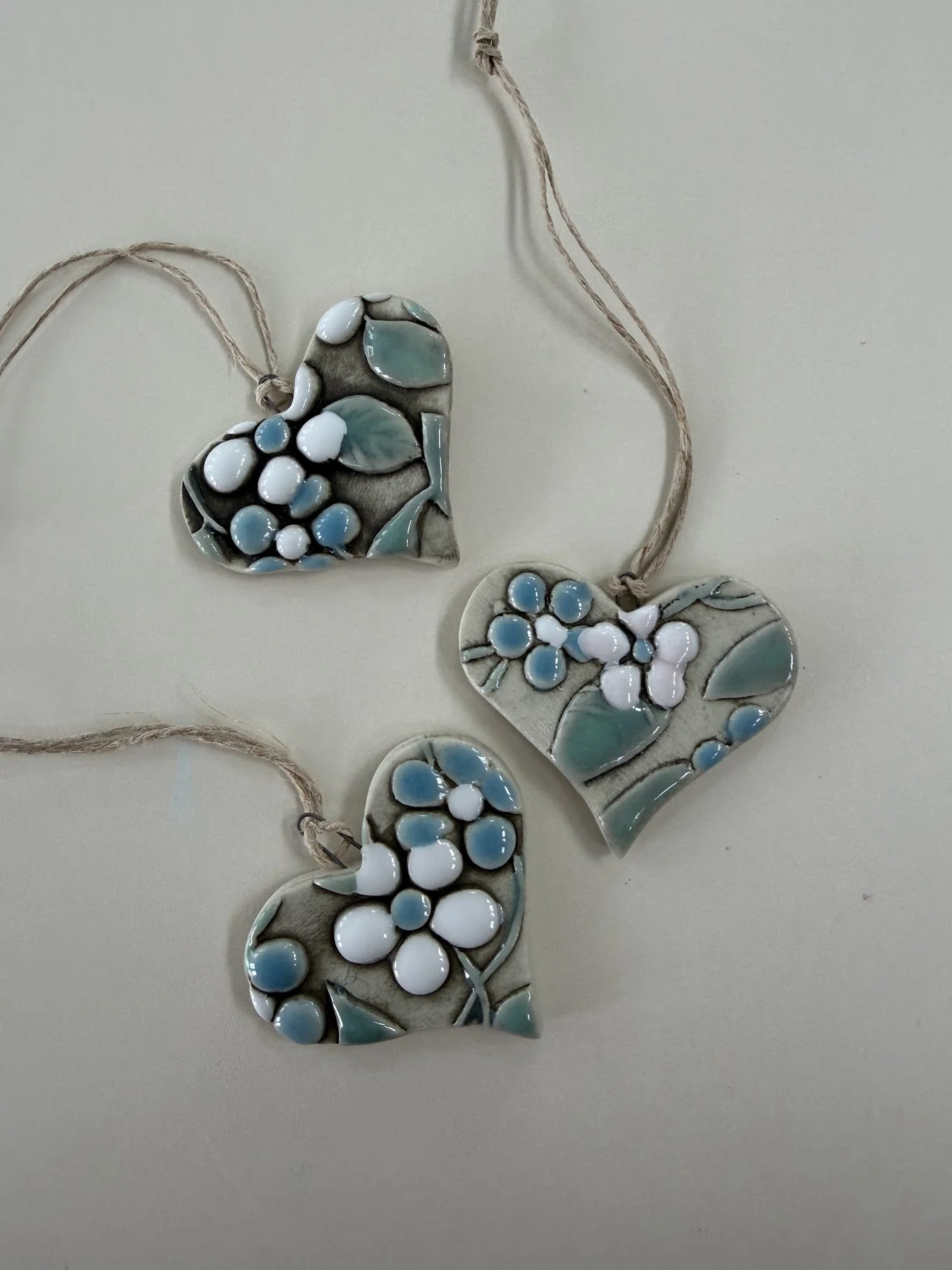 Ceramic Heart Floral Ornaments