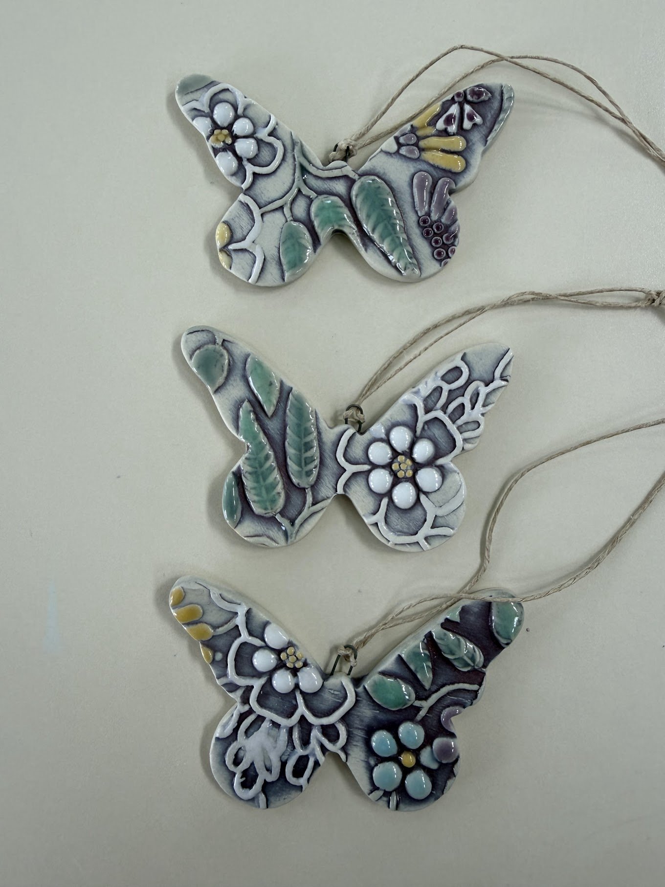 Ceramic Butterfly Ornaments Set of 3