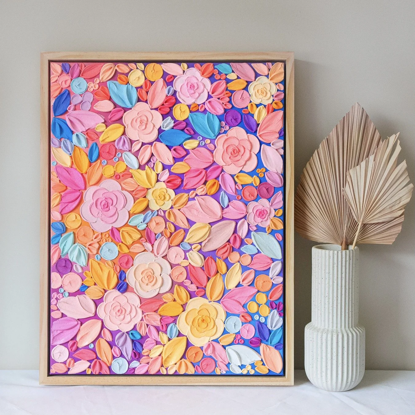 Painting of a colorful abstract landscape