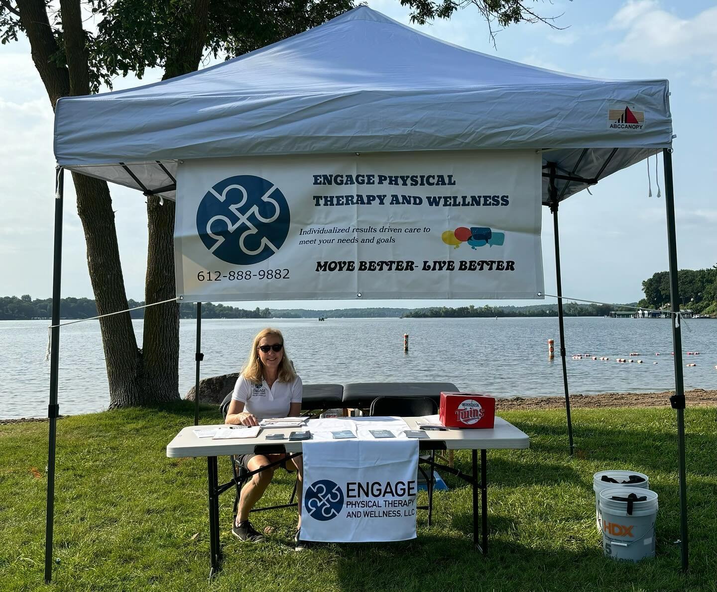 Come see @engageptandwellness today at the Spirit of the Lake Festival @spiritofthelakesfestival .  Free Balance and Injury screenings all day!  Beautiful day for good food, music, shopping and advice from your local Physical Therapist.😊