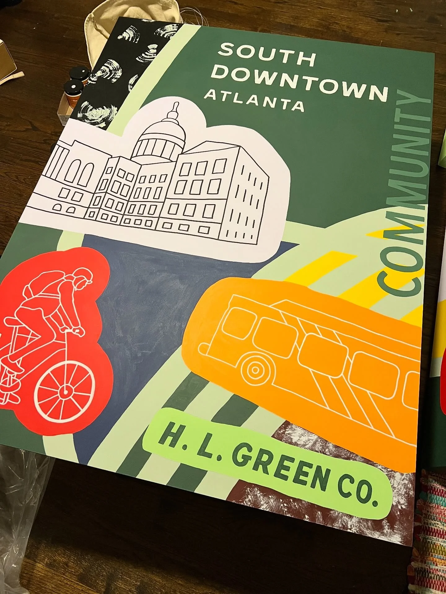 I&rsquo;ve been working on some large mural panels for @southdowntownatl that are almost ready to install! When you need a mural that can travel with you from office to office, panels are a great option! Stay tuned for the full design and installatio
