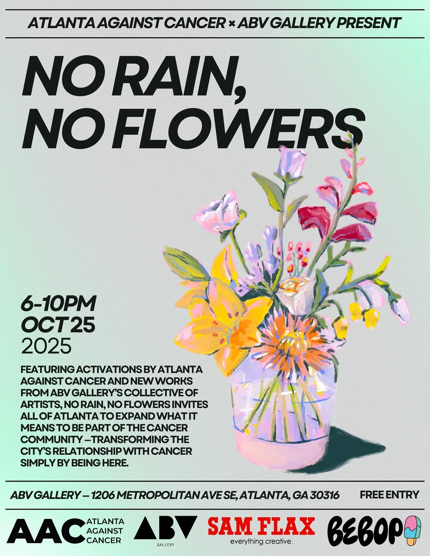 Next Saturday I’m showing new work at the ’No Rain, No Flowers’ opening on October 25th at @abvgallery. This show is in partnership with @atlantaagainstcancer. My piece was inspired by one of my favorite quotes, swipe right for an i