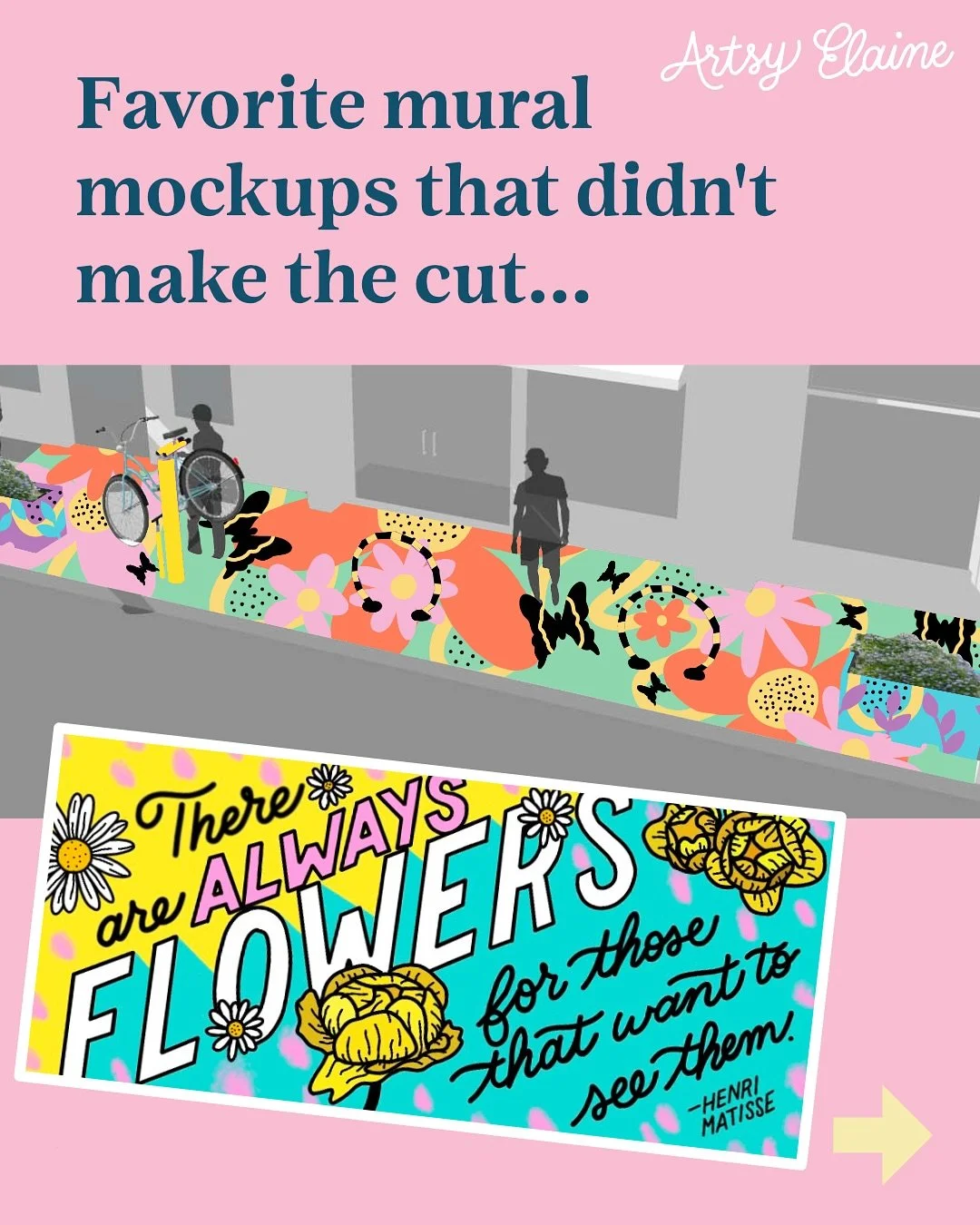 Behind every new mural post you see there are plenty of mural designs that don’t make the light of day. The revision process usually makes the final mural even better, but sometimes there are still those old options that you really wanted to pa