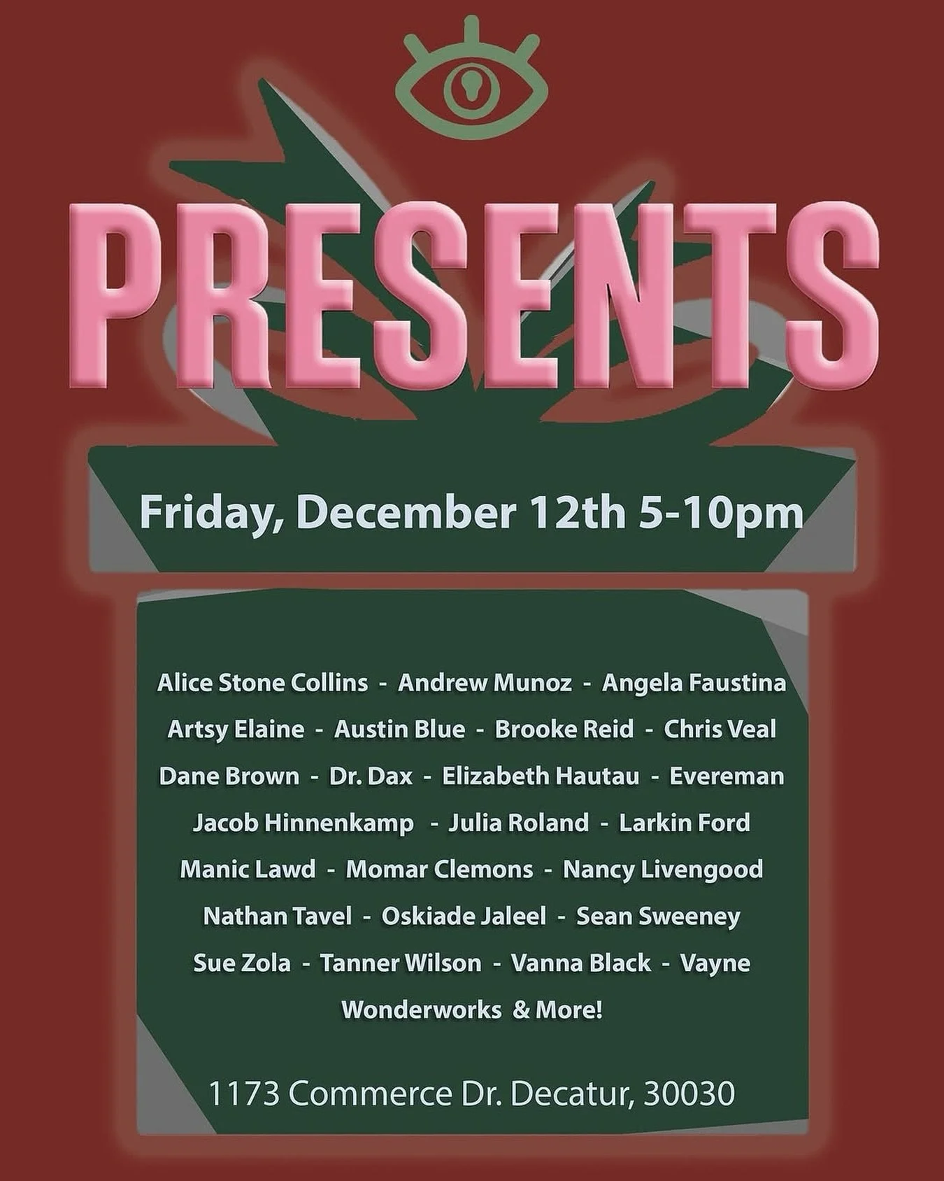 @cat_eye_creative &ldquo;Presents&rdquo; Group Exhibition opens this Friday, December 12th 5-10pm! I&rsquo;m excited to have a new 8&rdquo;x8&rdquo; paper and paint collage debuting Friday.

Join us for a festive night of art, music and good vibes! 
