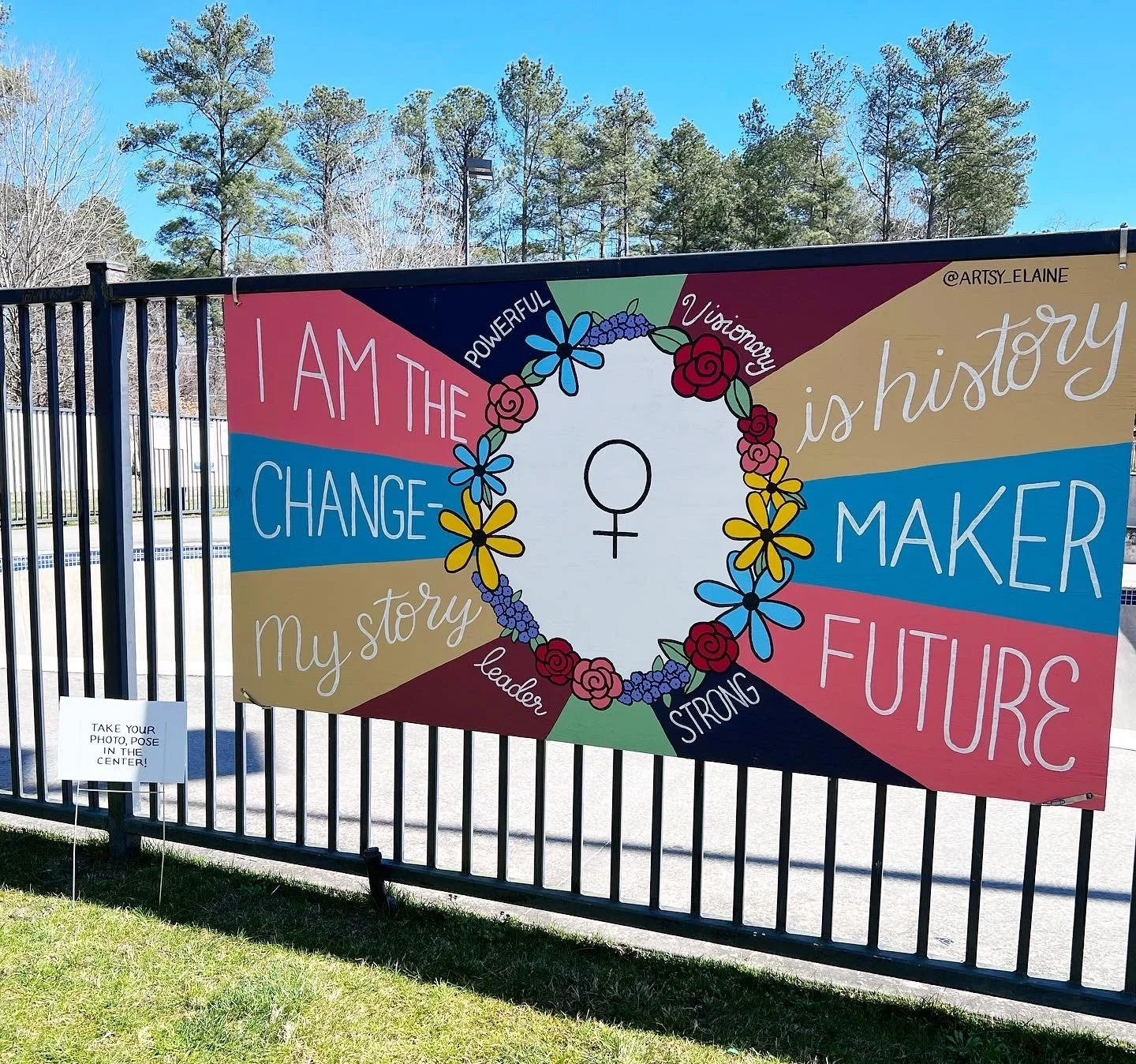 For Women&rsquo;s History Month I&rsquo;m sharing all my previous murals for the Dunwoody mural project. Next is this one painted in 2022 with empowering phrases and a spot in the center for girls to take their photo in front of as an interactive pie