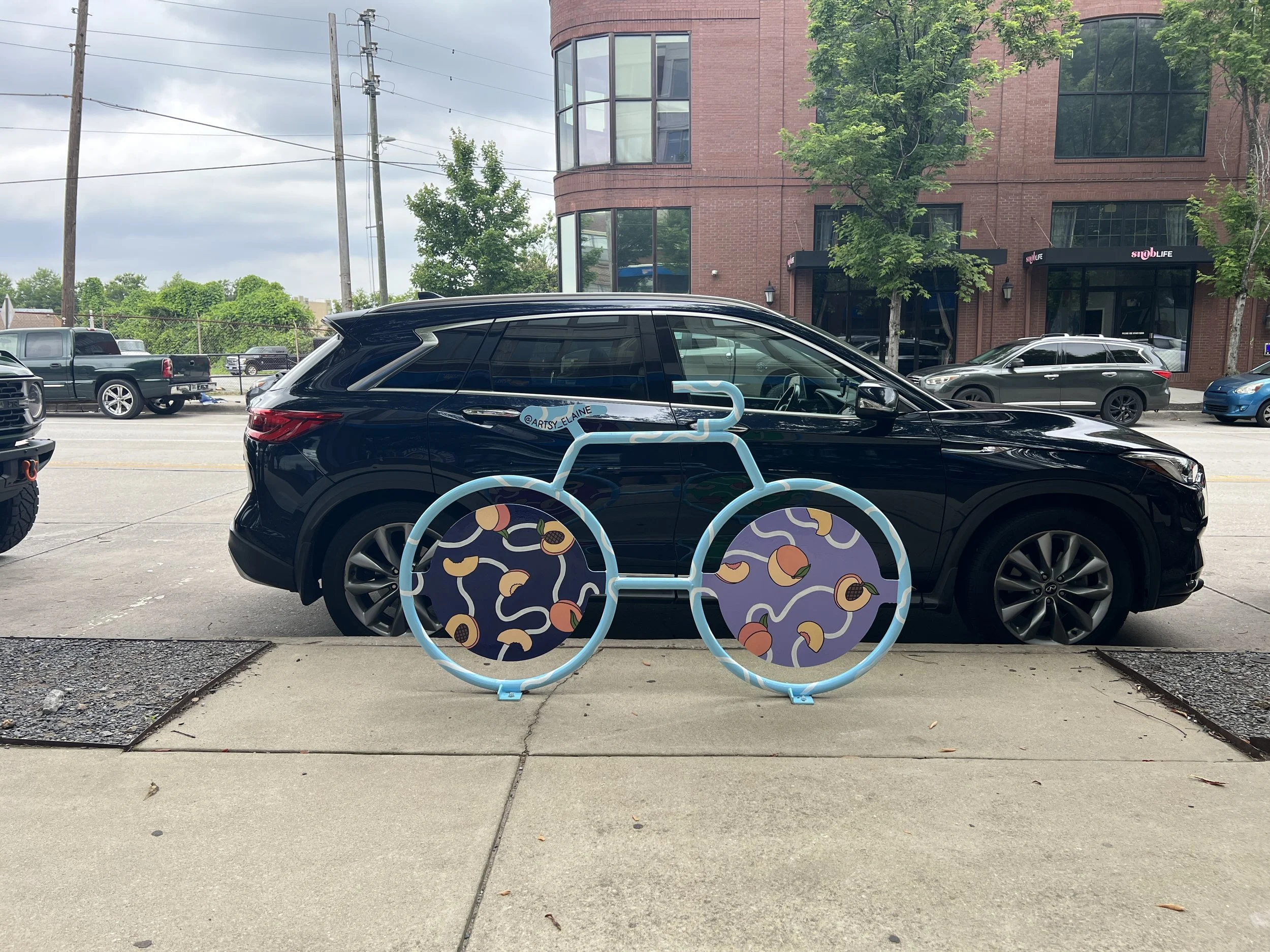 Peachy ATL bike rack mural for City of Atlanta. 2025