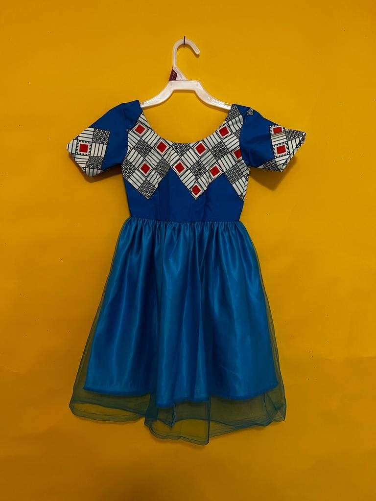 African Dress For Girls - Classic Princess Skirt design (Blue)