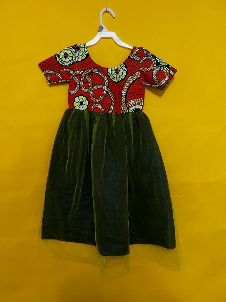 African Dress For Girls - Classic Princess Skirt design (Green)  FashnLux,  the authentic african brand!