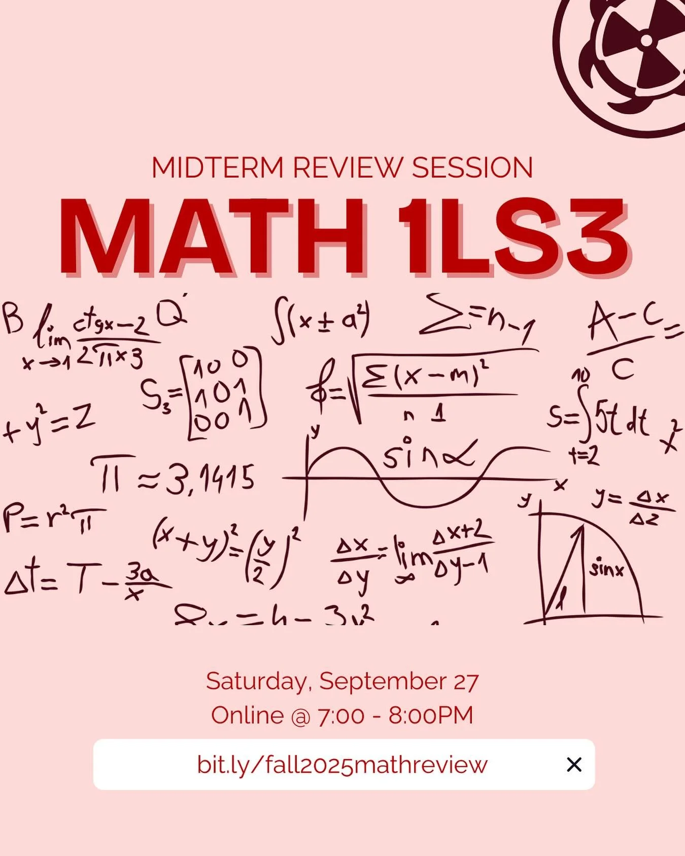 Join the MSS Tutoring Program for a focused review session to help you prepare for your MATH 1LS3 midterm! We&rsquo;ll cover key concepts, go through practice questions, and answer your questions to help you feel confident and ready.
Date: September 