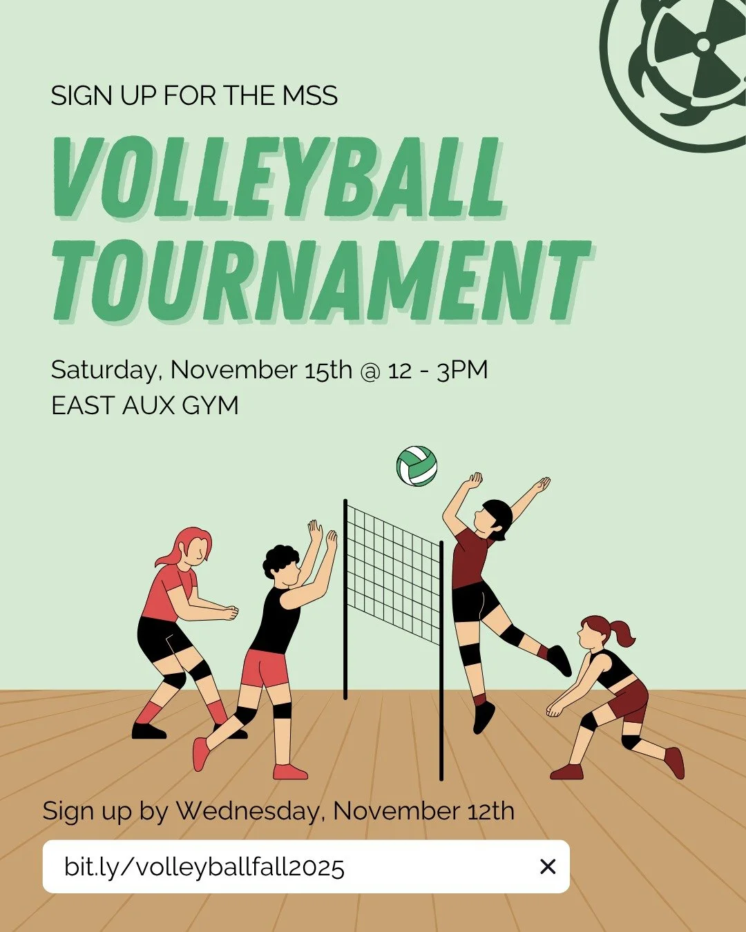 BUMP. SET. SPIKE. 🏐✨

Ready to hit the court? The Athletic &amp; Wellness Subcommittee is hosting our annual Volleyball Tournament on Saturday, November 15th from 12&ndash;3 PM in the DBAC gym! Gather your team, bring your energy, and compete for a 