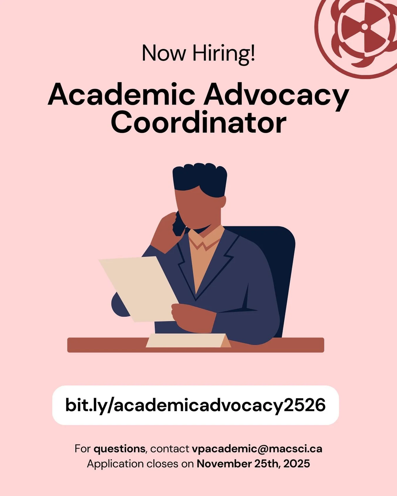 We&rsquo;re looking for a new Academic Advocacy Coordinator to join the MSS Academic Portfolio‼️📚🎓

This role focuses on gathering student feedback, identifying academic concerns, and creating solutions in collaboration with program societies and f