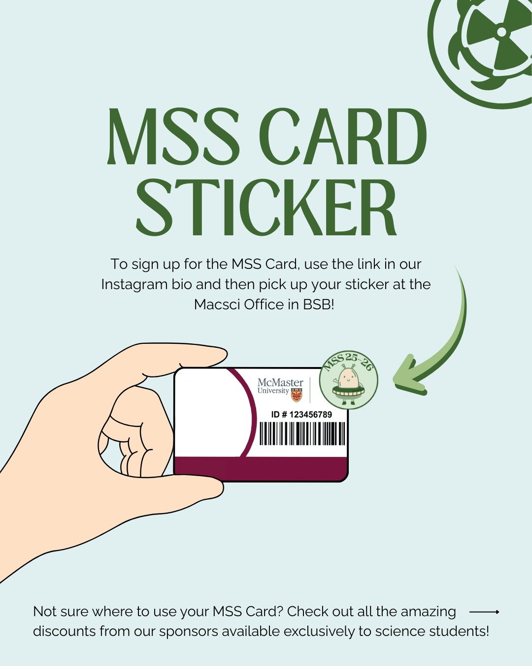 Not sure where to use your MSS Card? Check out all the amazing discounts from our sponsors available exclusively to science students! To sign up for the MSS Card, link in bio.