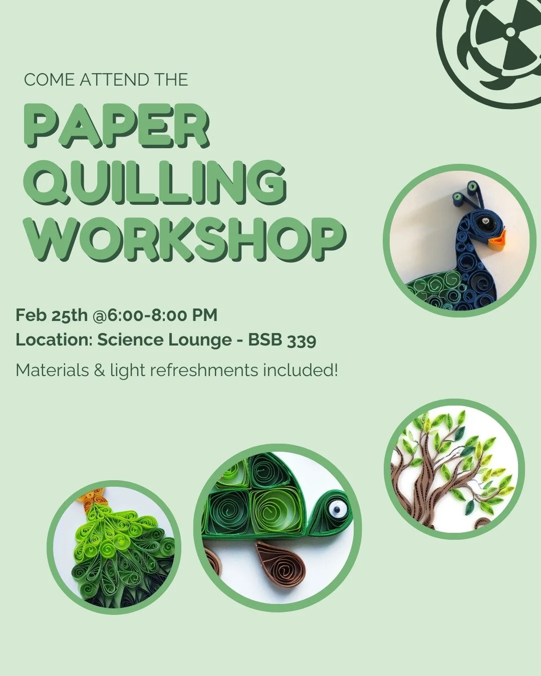 Get ready for our Paper Quilling Event! Join us from 6-8PM in the Science Lounge (BSB 339) on February 25th and enjoy free materials, light refreshments, and a chance to connect with other craft lovers. Don&rsquo;t miss out on the opportunity to crea