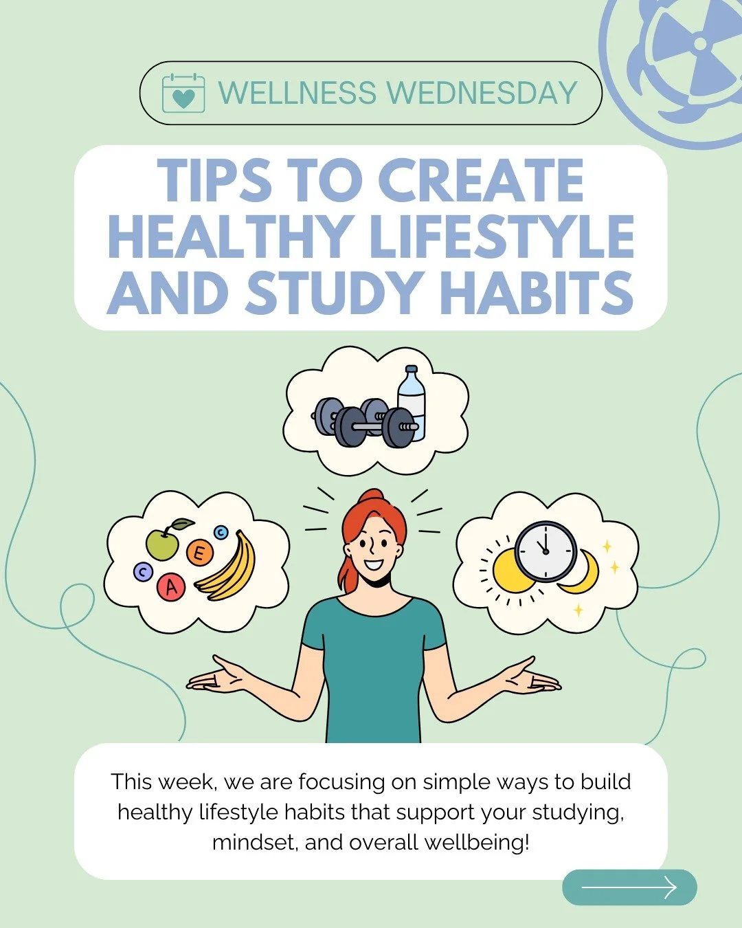 Hey Macsci and Happy Wellness Wednesday! This week we we are focusing on simple ways to build healthy lifestyle habits that support your studying, mindset, and overall wellbeing🌱 &rarr; swipe to learn more.