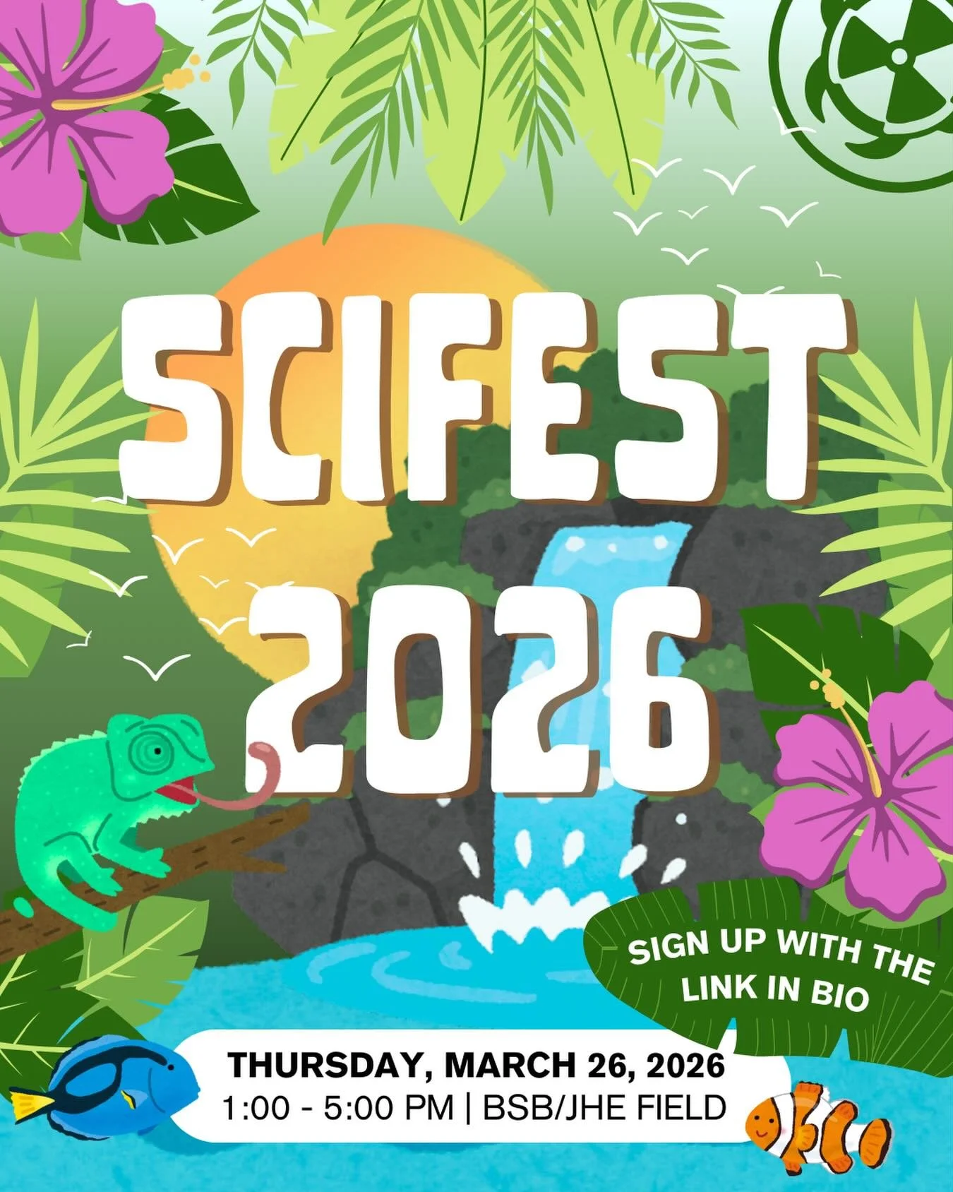 SciFest 2026 is almost here 🌿🔬
Join us for a wild day packed with epic inflatables, free food, science club booths, and hands-on experiments around every corner. Trek through a rainforest of Faculty of Science societies, uncover cool discoveries at