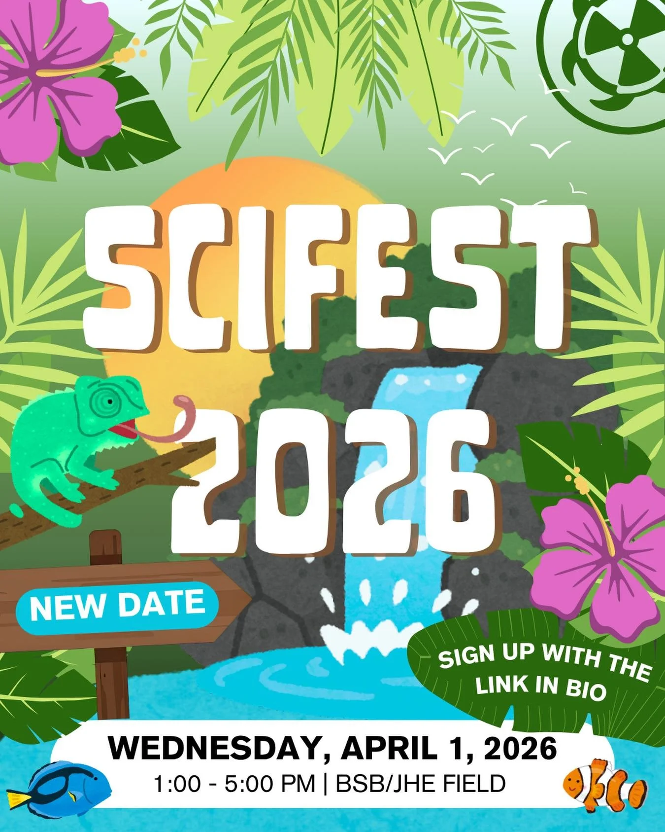 SciFest 2026 is almost here with an UPDATED DATE🌿🔬 Join us on April 1st wild day packed with epic inflatables, free food, science club booths, and hands-on experiments around every corner. Trek through a rainforest of Faculty of Science societies, 