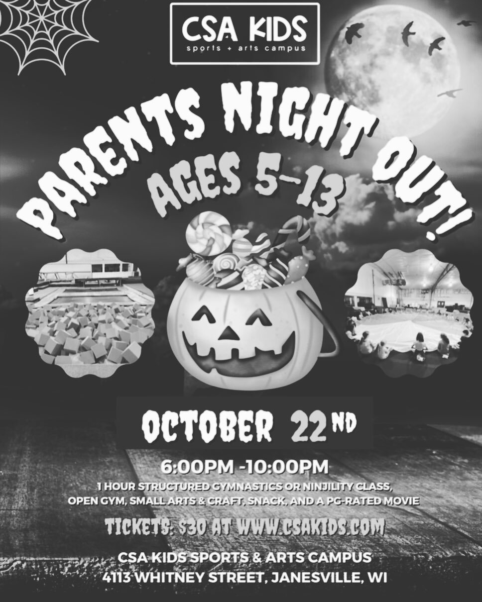 Join us from 6pm-10pm tonight for our Halloween Themed Parents Night Out!
Only 10 spaces available 🎃