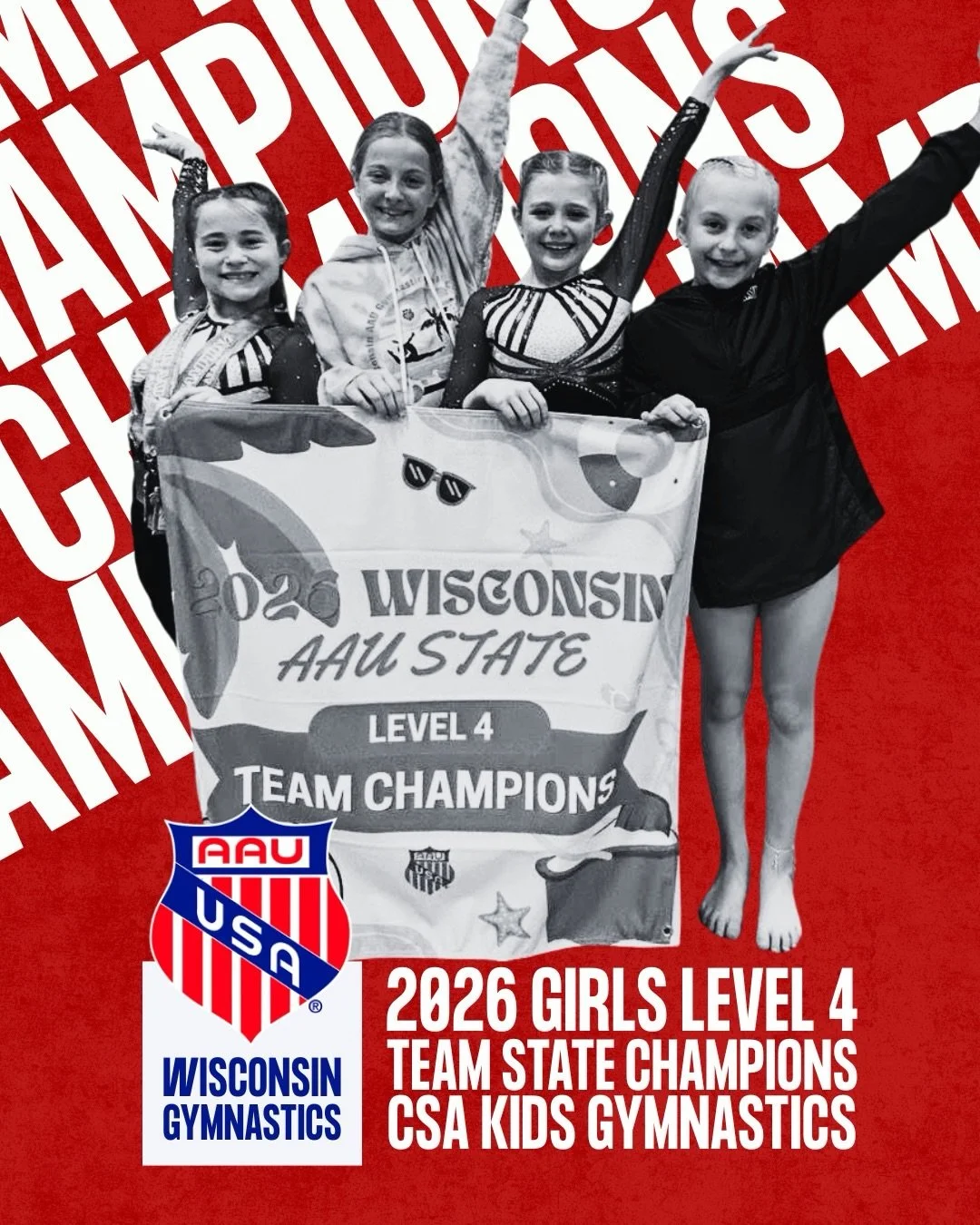 LEVEL 4 = STATE CHAMPS 🏆✨

This team showed up focused, confident, and ready.

So proud of this group &hearts;️

#CSAKids #Level4 #StateChamps #aaugymnastics #aauwisconsin
