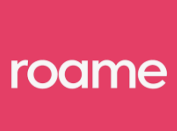 A pink background with the white text 'roame' in the center.
