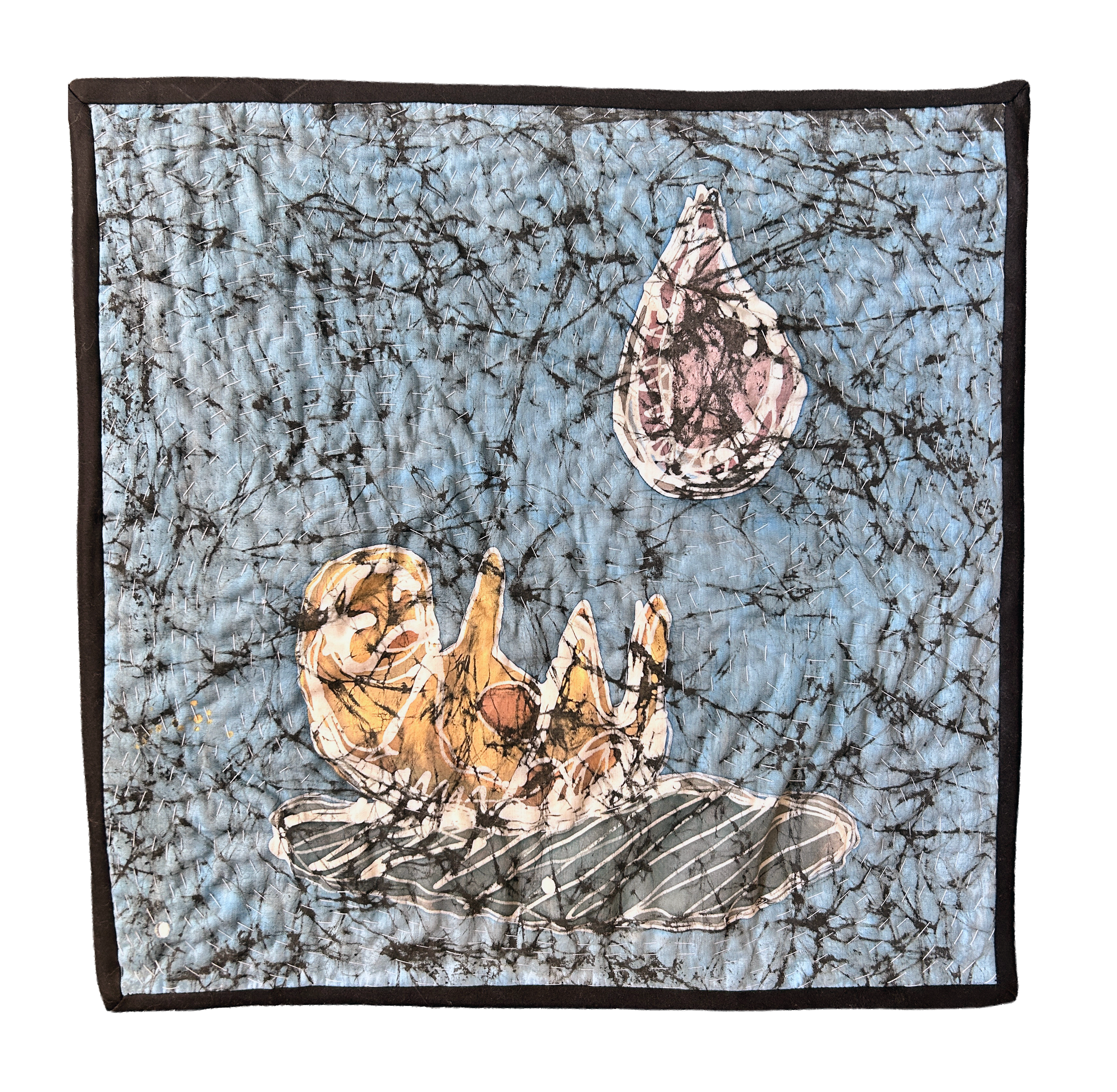 Loss, 2026. Hand-quilted cotton batik. 15 x 15 inches. 