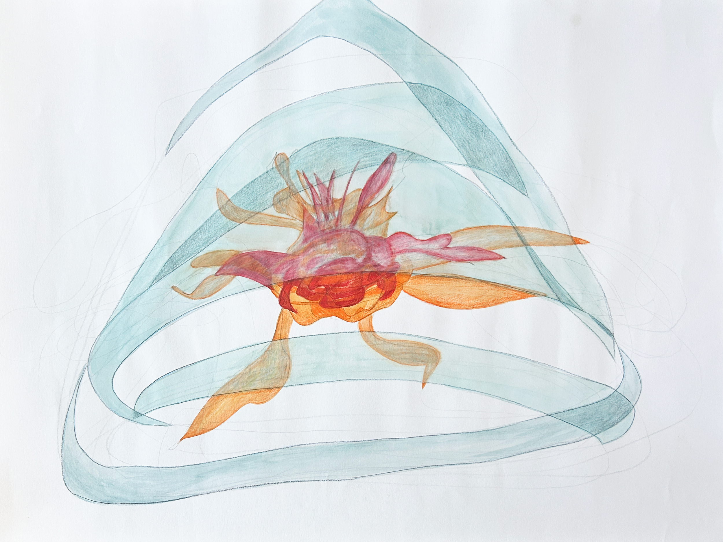 Breathe, 2025. Pencil, watercolor, and colored pencil on paper. 18 x 24 inches.