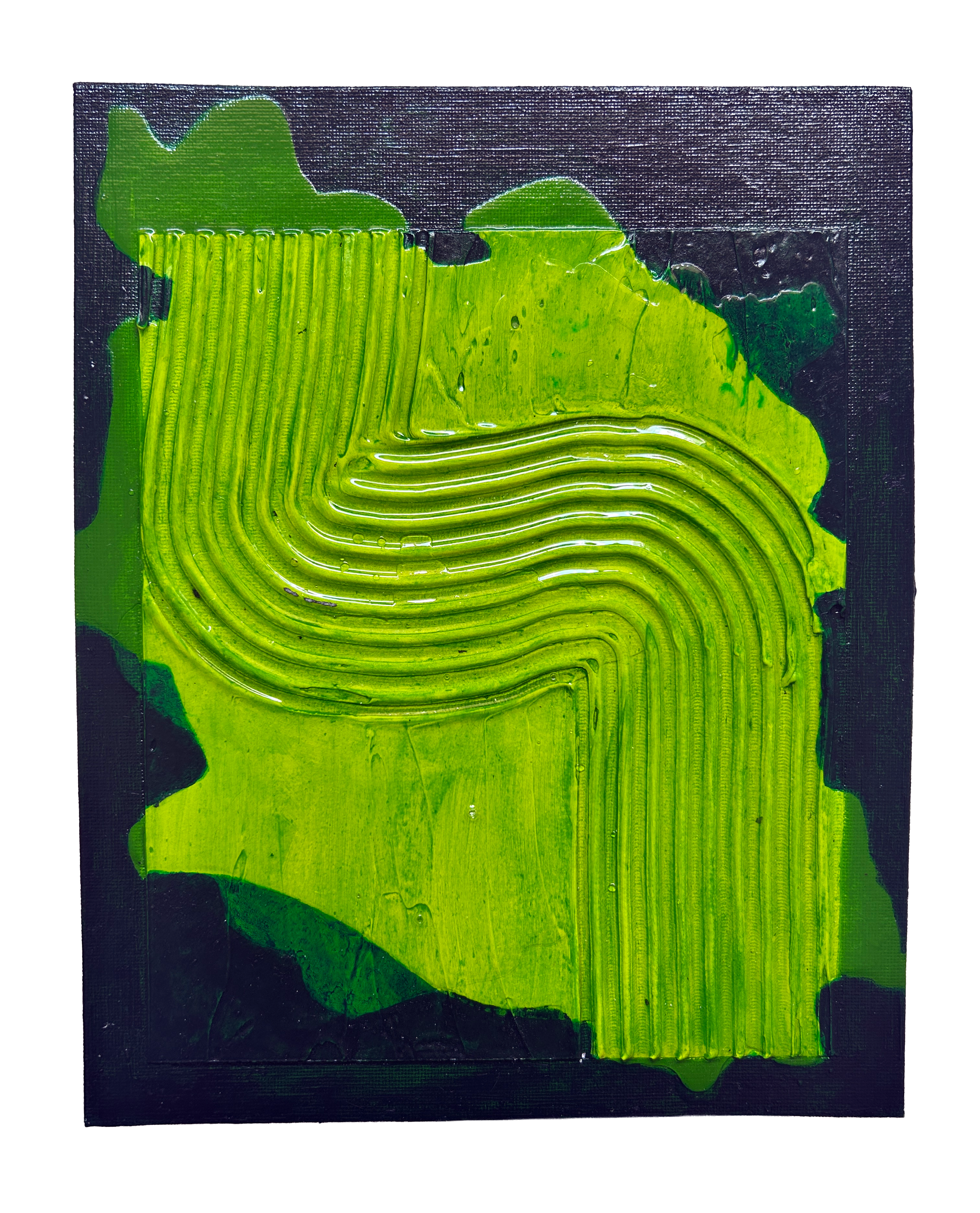 Untitled, 2026. Acrylic medium, acrylic paint, and acrylic ink on canvas board. 10 x 8 inches.