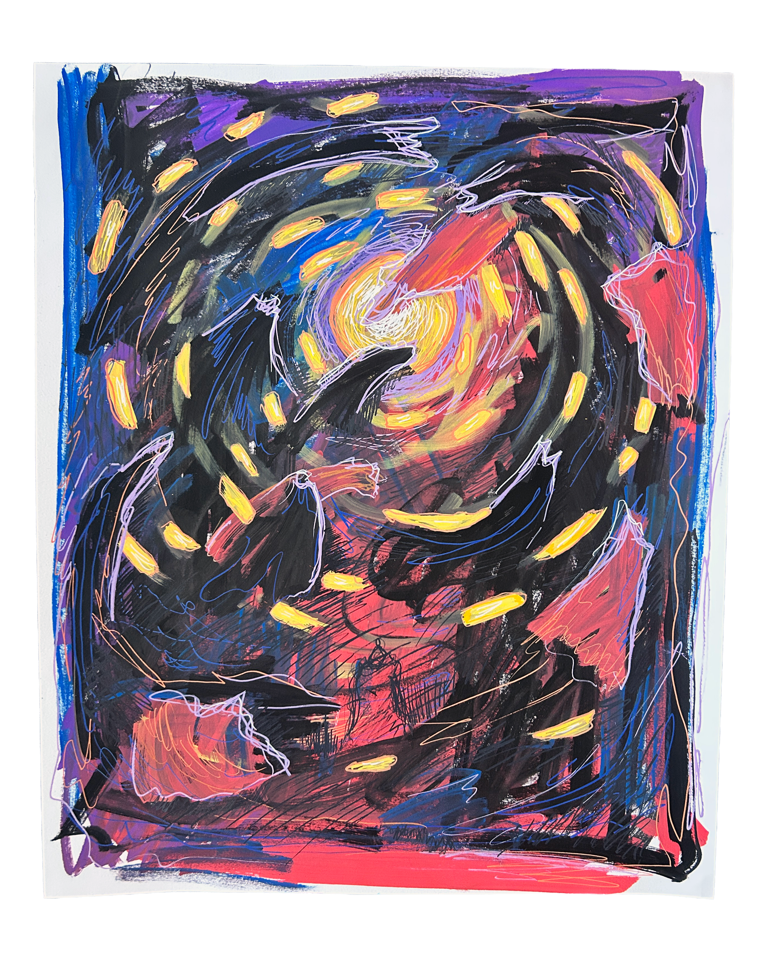 Cast Out Doubt, 2025. Acrylic marker on paper. 17 x 14 inches.