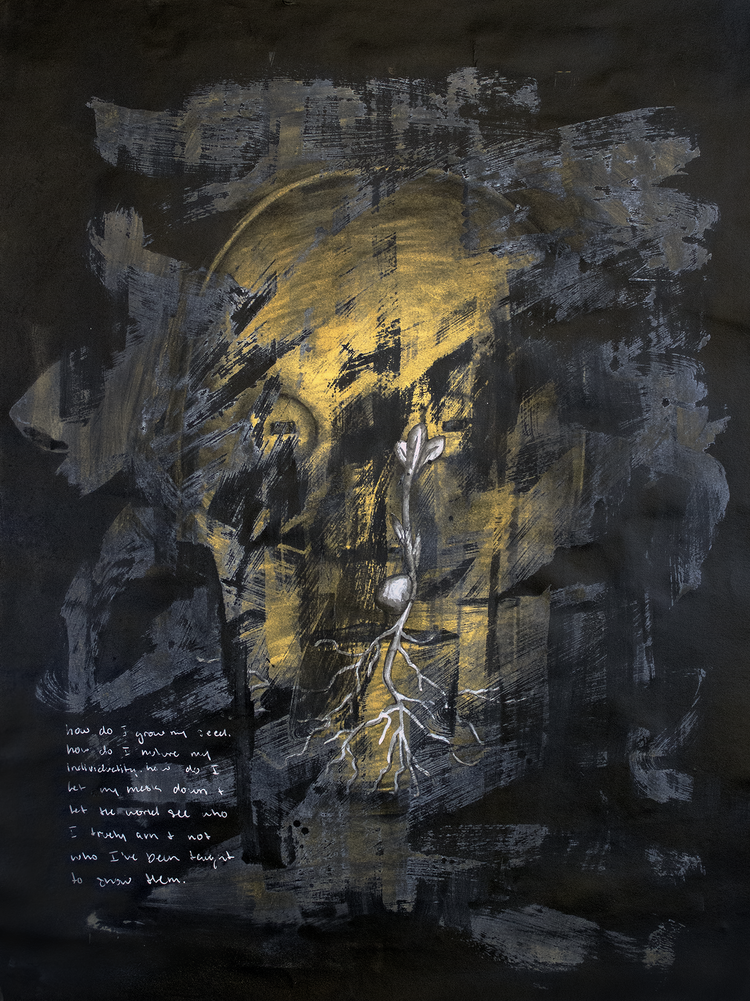 2024. Acrylic, Charcoal, Tempera, Sumi Ink, and Gel Pen on Paper.