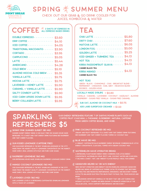 Point Springfield Menu Menus | Discover & Order Today — Point Break Coffee & Drive-Thru