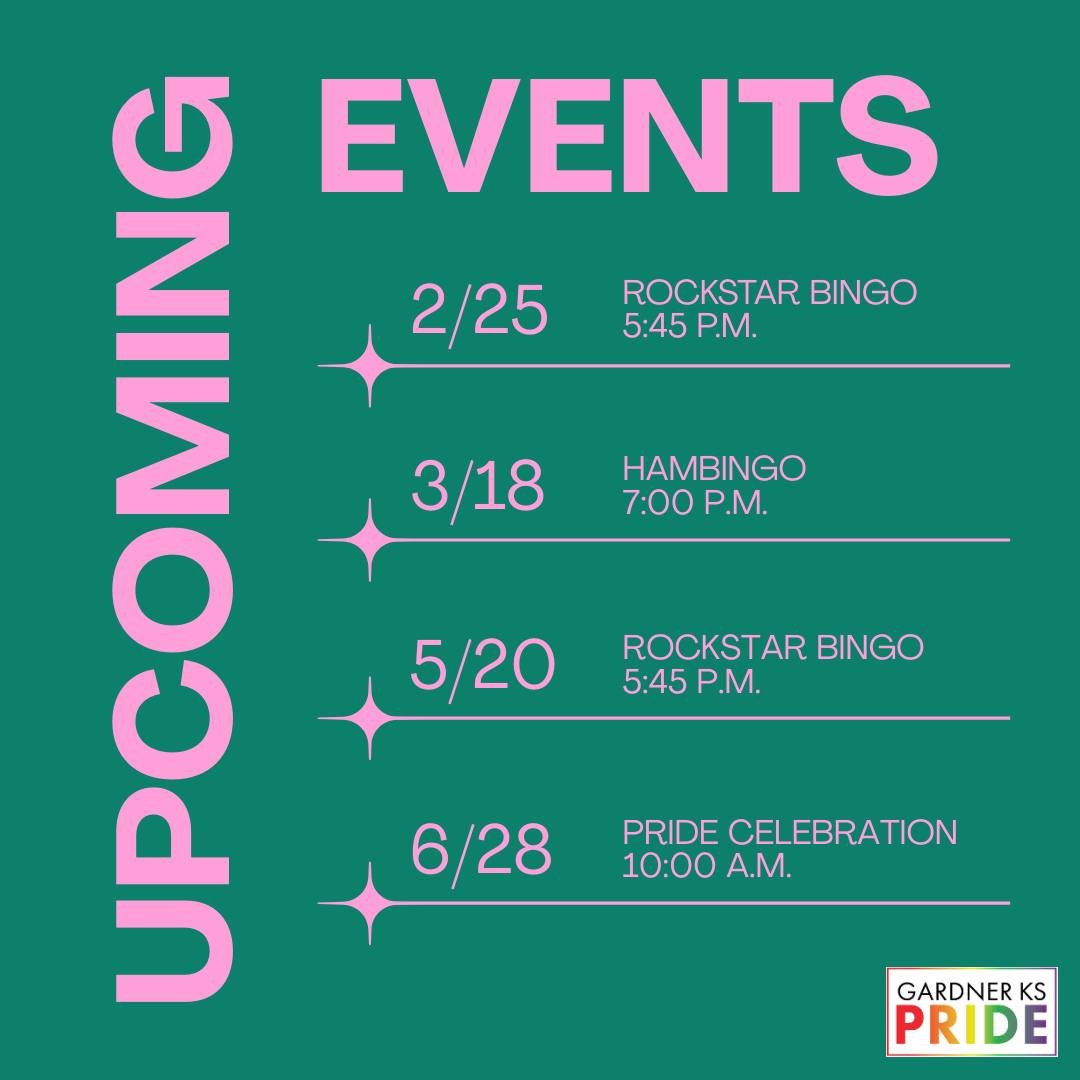 Check out some of our upcoming events and keep an eye out for new dates!  Visit www.gardnerkspride.com/events for a all event details.