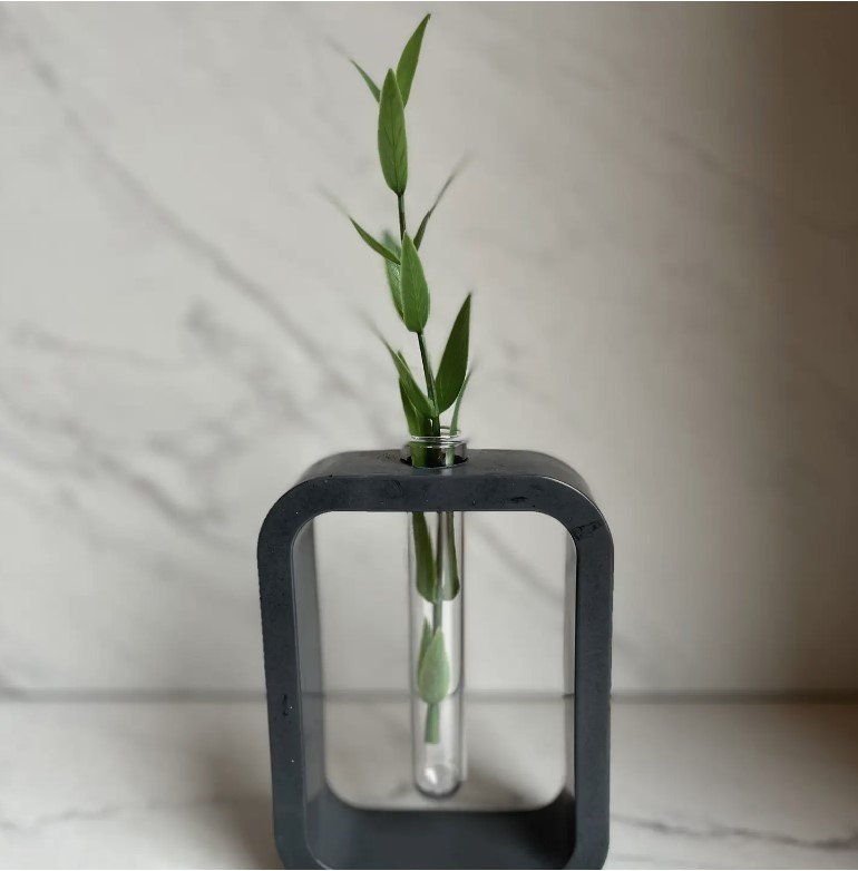 Modern Rectangular Concrete Propagation Planter black.jpg