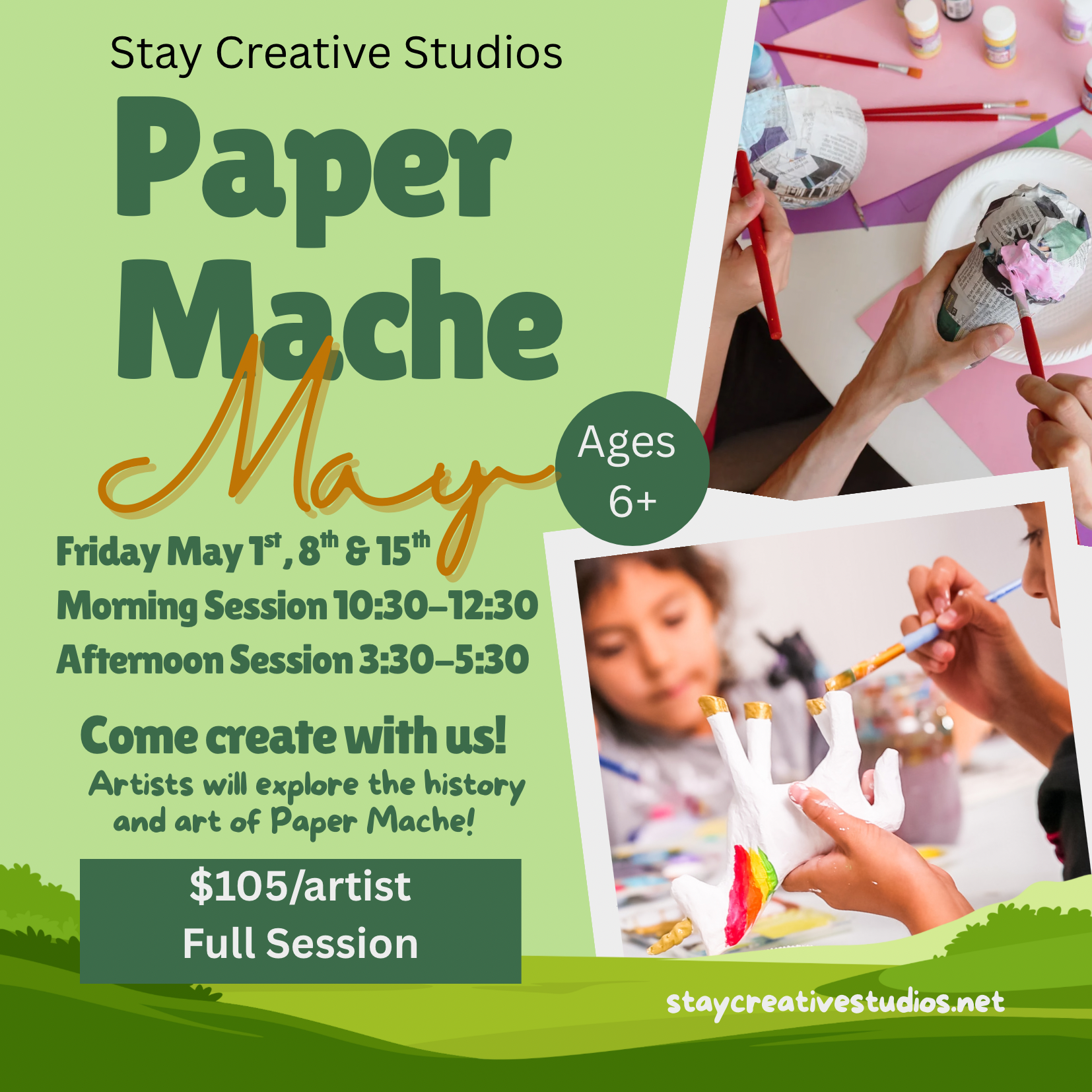 Paper Mache • Fridays, May 1, 8, 15 (2026)