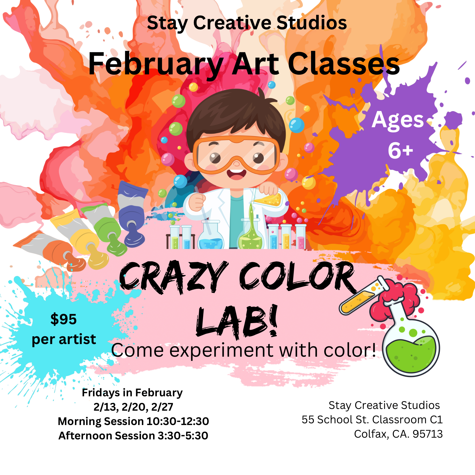 Crazy Color Lab • Fridays, February 13, 20, 27 (2026)