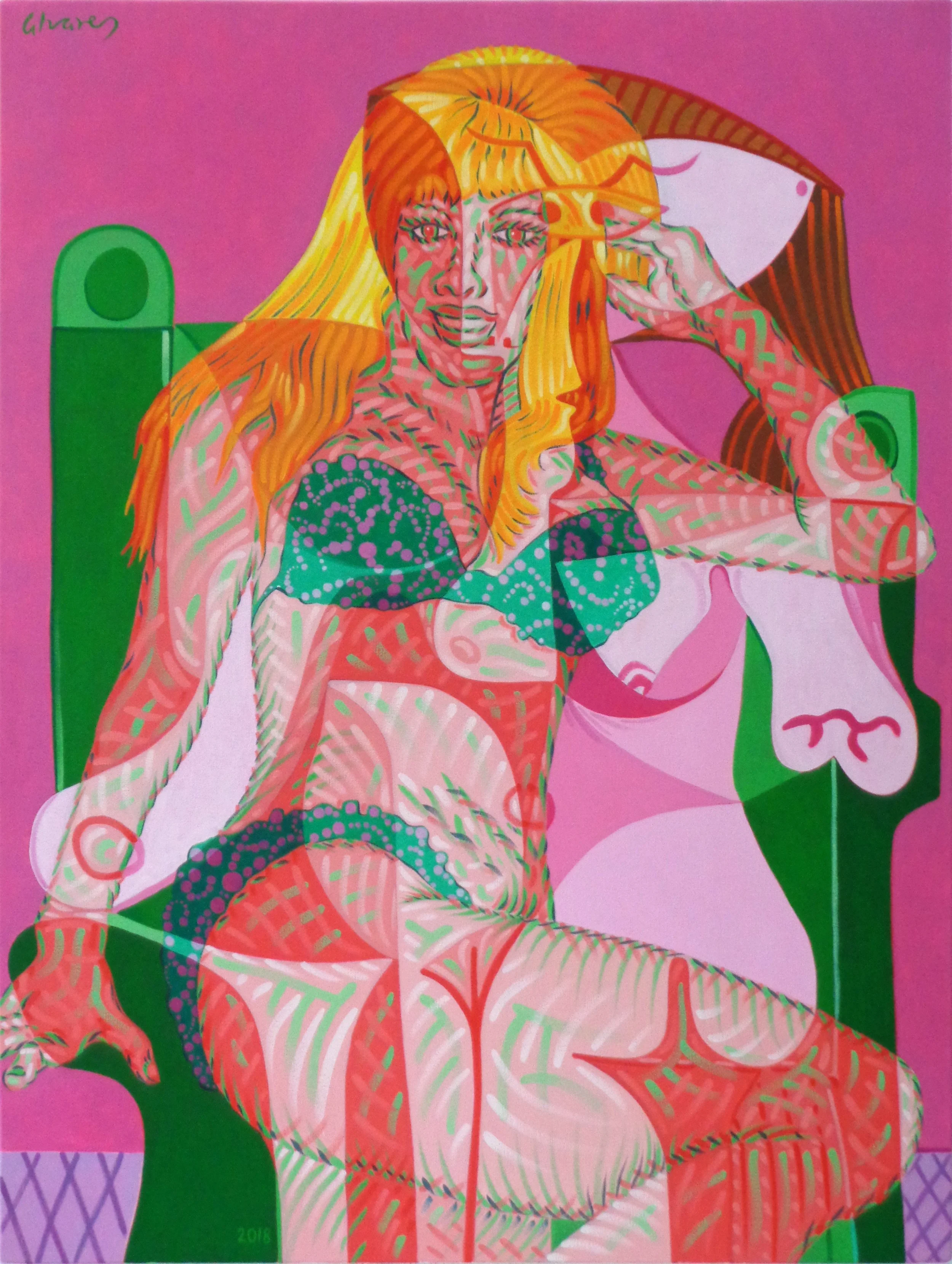 “Thelma Tixou sentada”, 2018. 120 x 90 cm. Óleo sobre lienzo. 