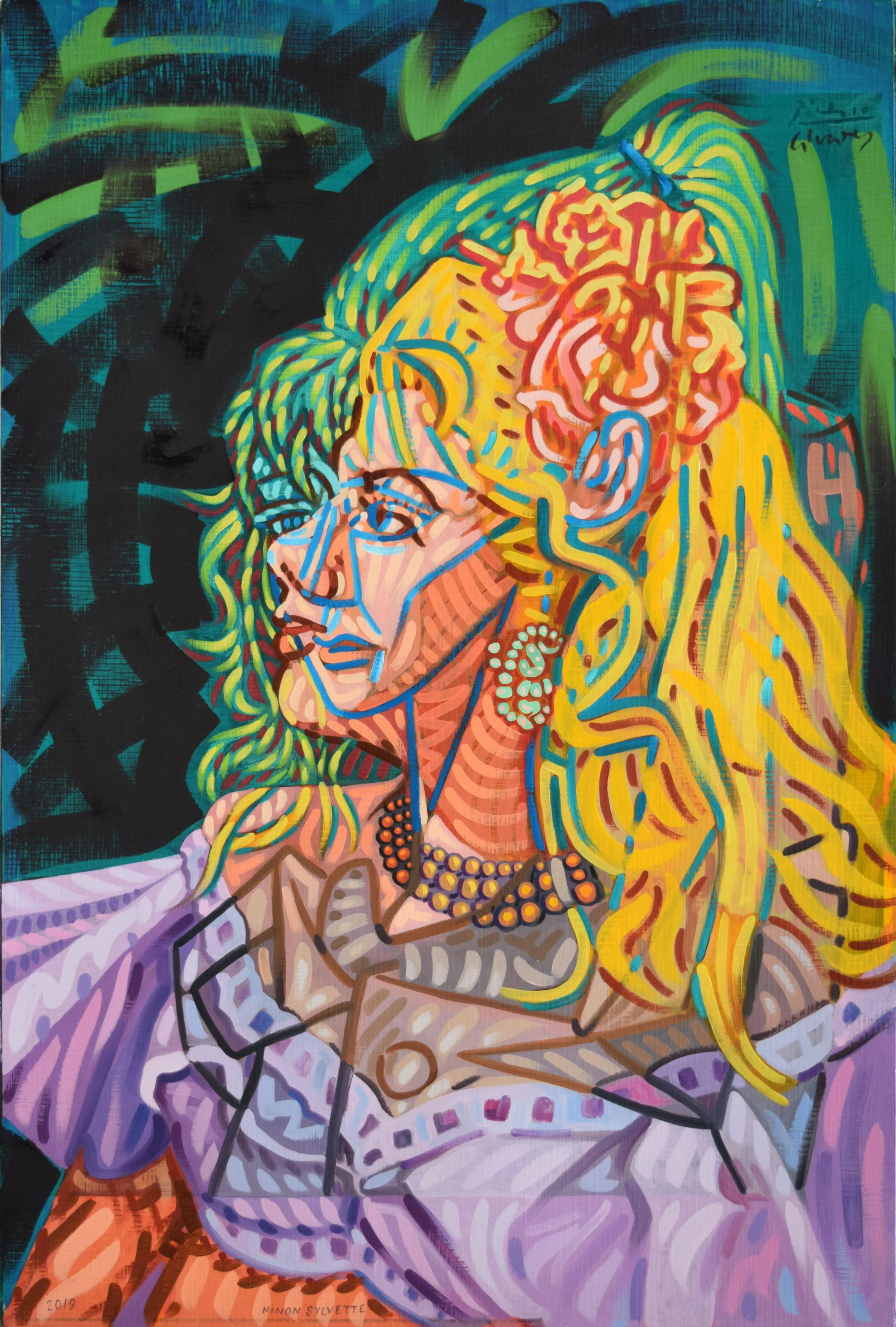 “Ninon Sylvette”, 2019. 91 x 62 cm. Óleo sobre impreso sobre cartón