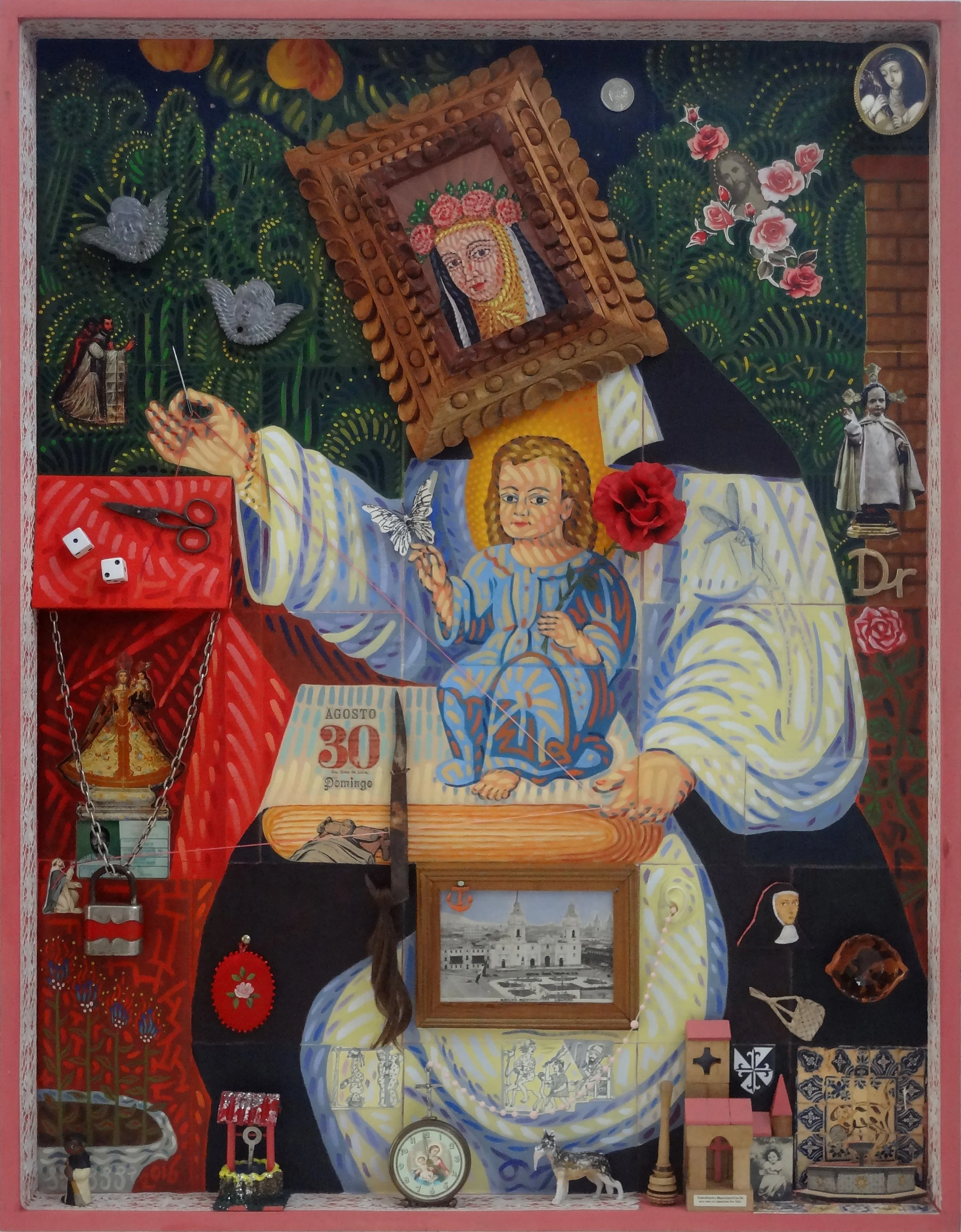 “Retrato alterado de Sor María de la Luz”, 2014. 164 x 115 cm. Óleo sobre tela, anillo y placa de cobre con marco de madera antiguo. 