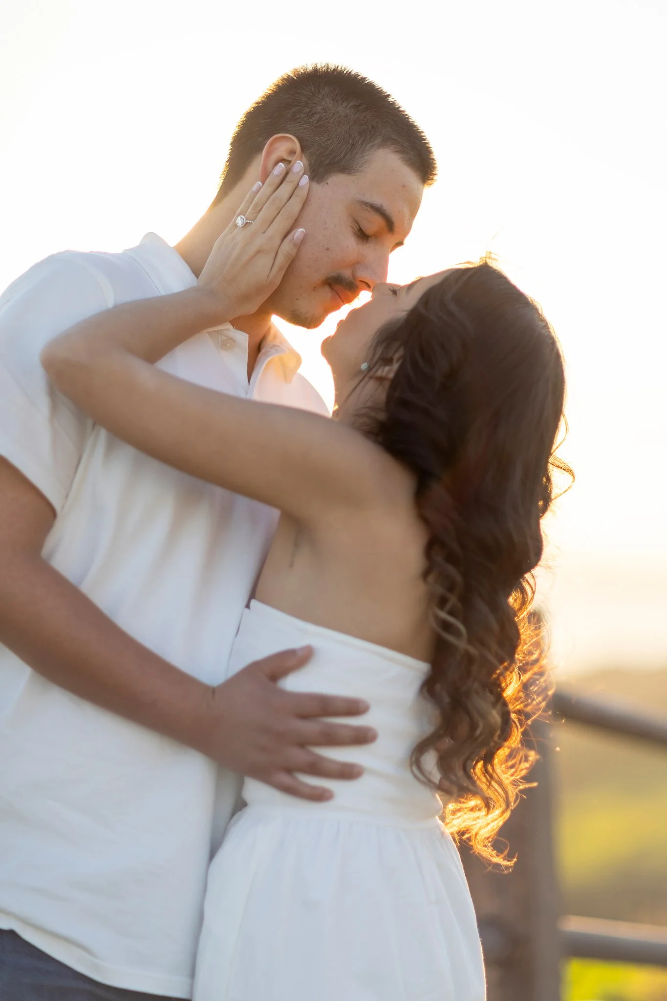 Candid Kiss Engagement Couple photo