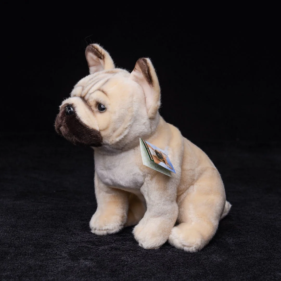 Witte Franse bulldog hond knuffel 22 cm - levensechte pluche dieren - Hansa Creation Benelux